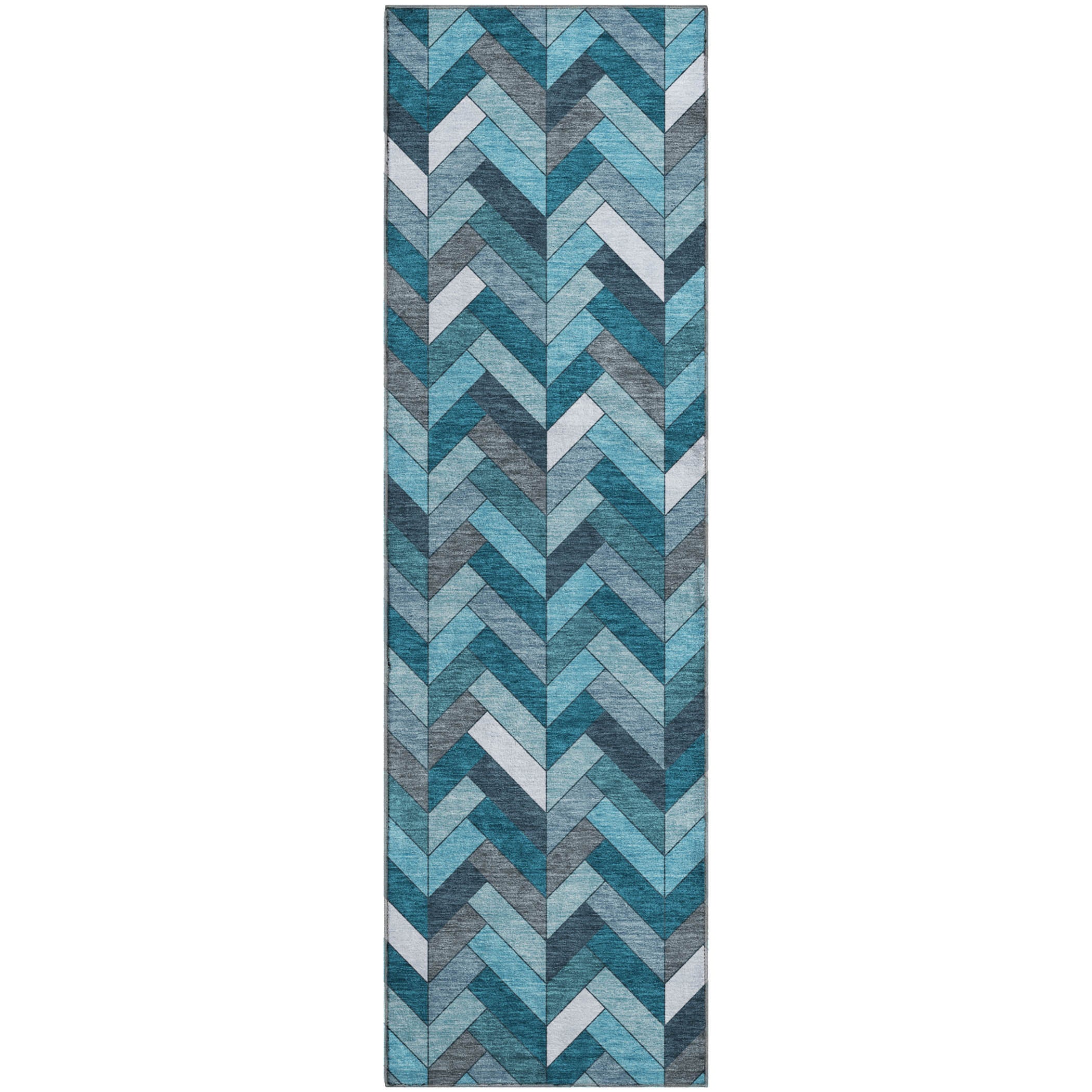 Cairo Machine Washable Transitional Teal Rug 2'3" x 7'6" #shape_Runner