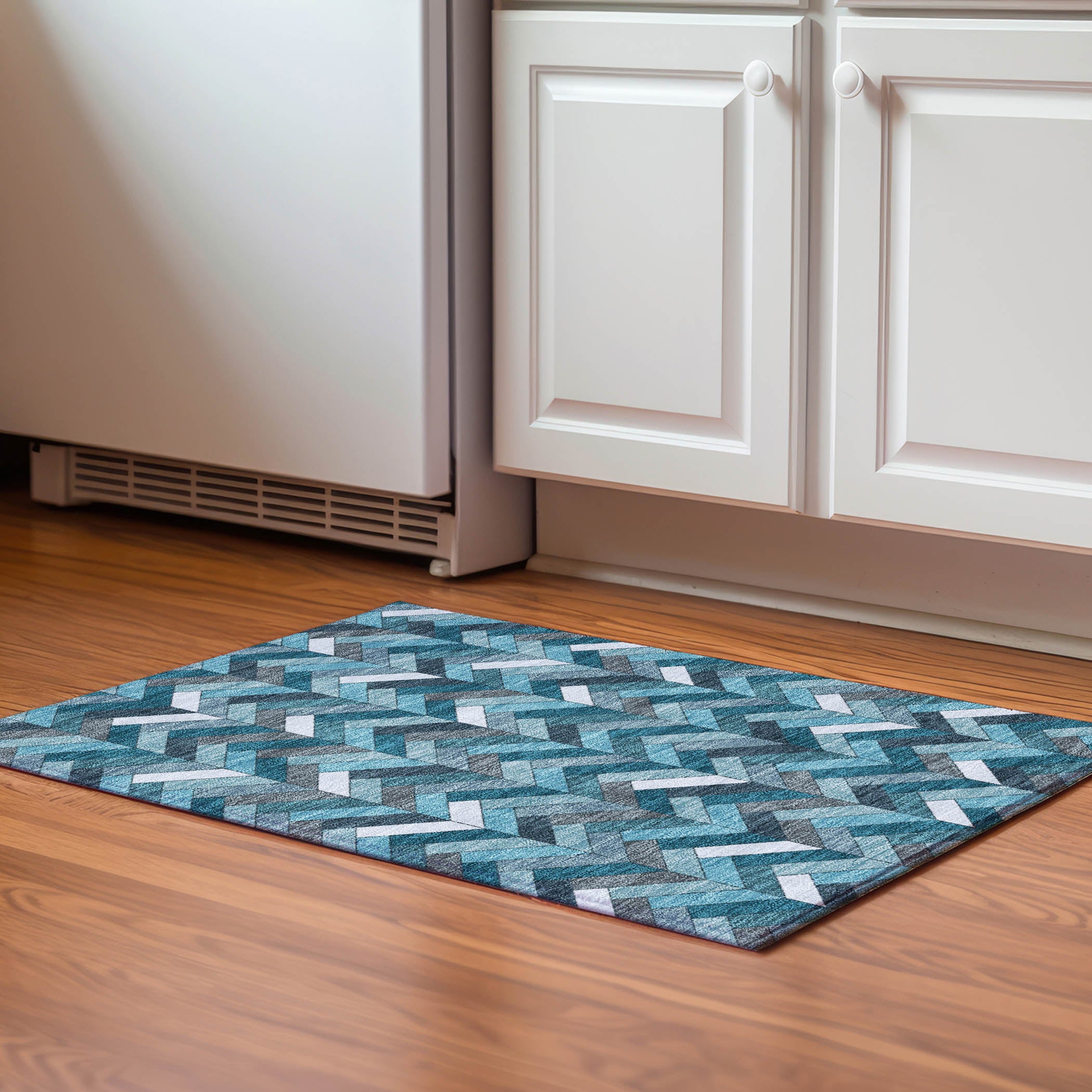 Cairo Machine Washable Transitional Teal Rug 1'8" x 2'6" #shape_Rectangle
