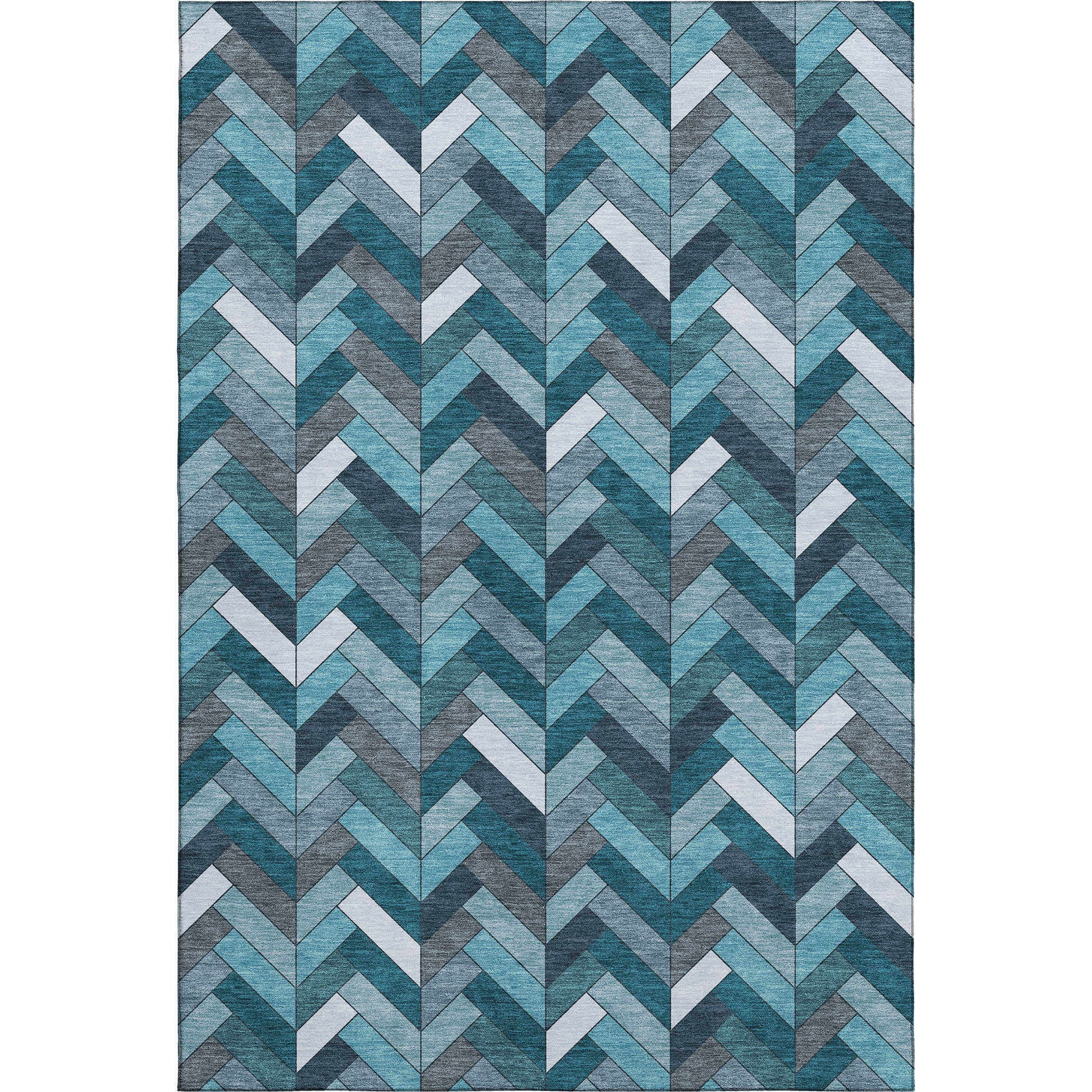 Cairo Machine Washable Transitional Teal Rug 3' x 5' #shape_Rectangle