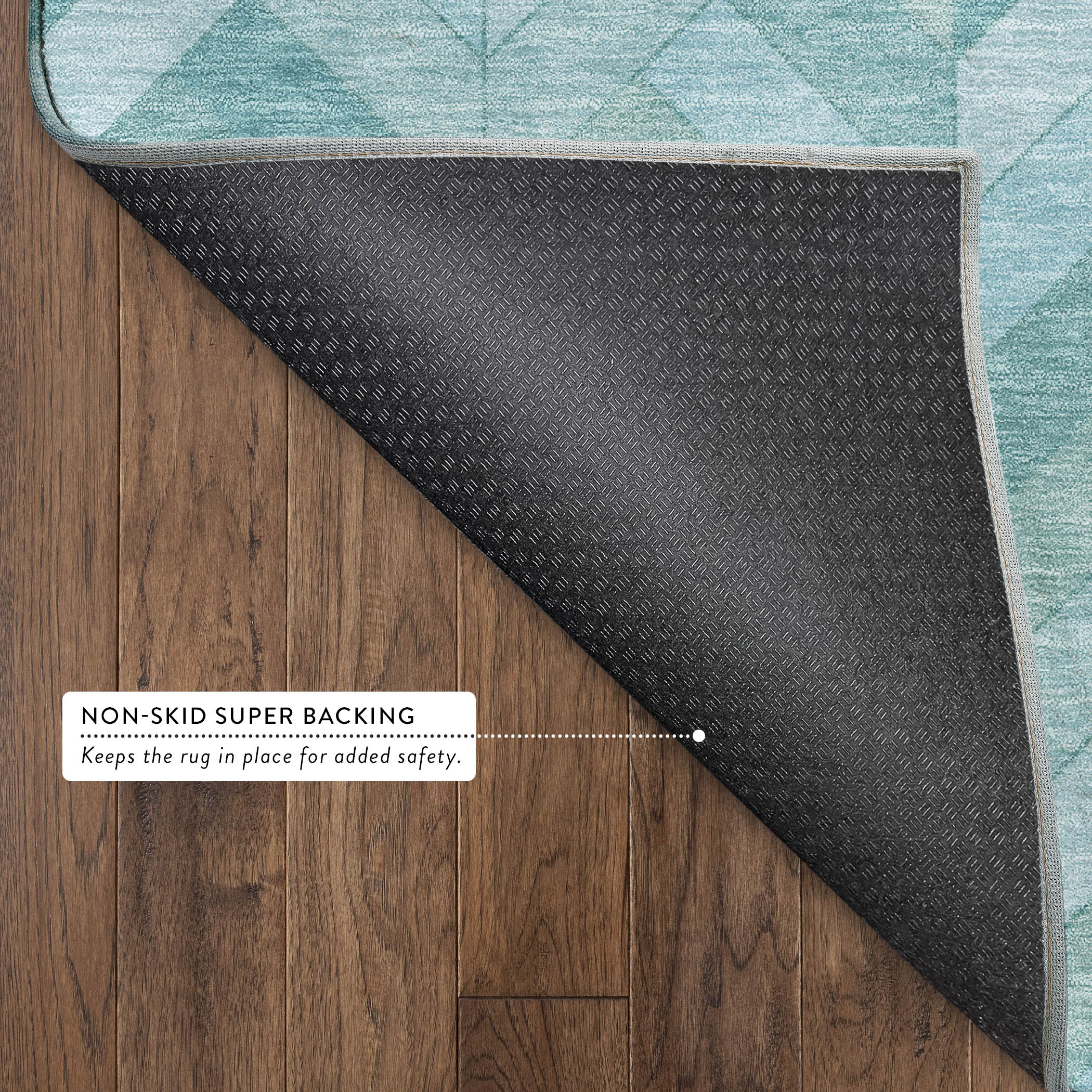 Bangkok Machine Washable Transitional Aqua Teal Rug 1'8" x 2'6" #shape_Rectangle