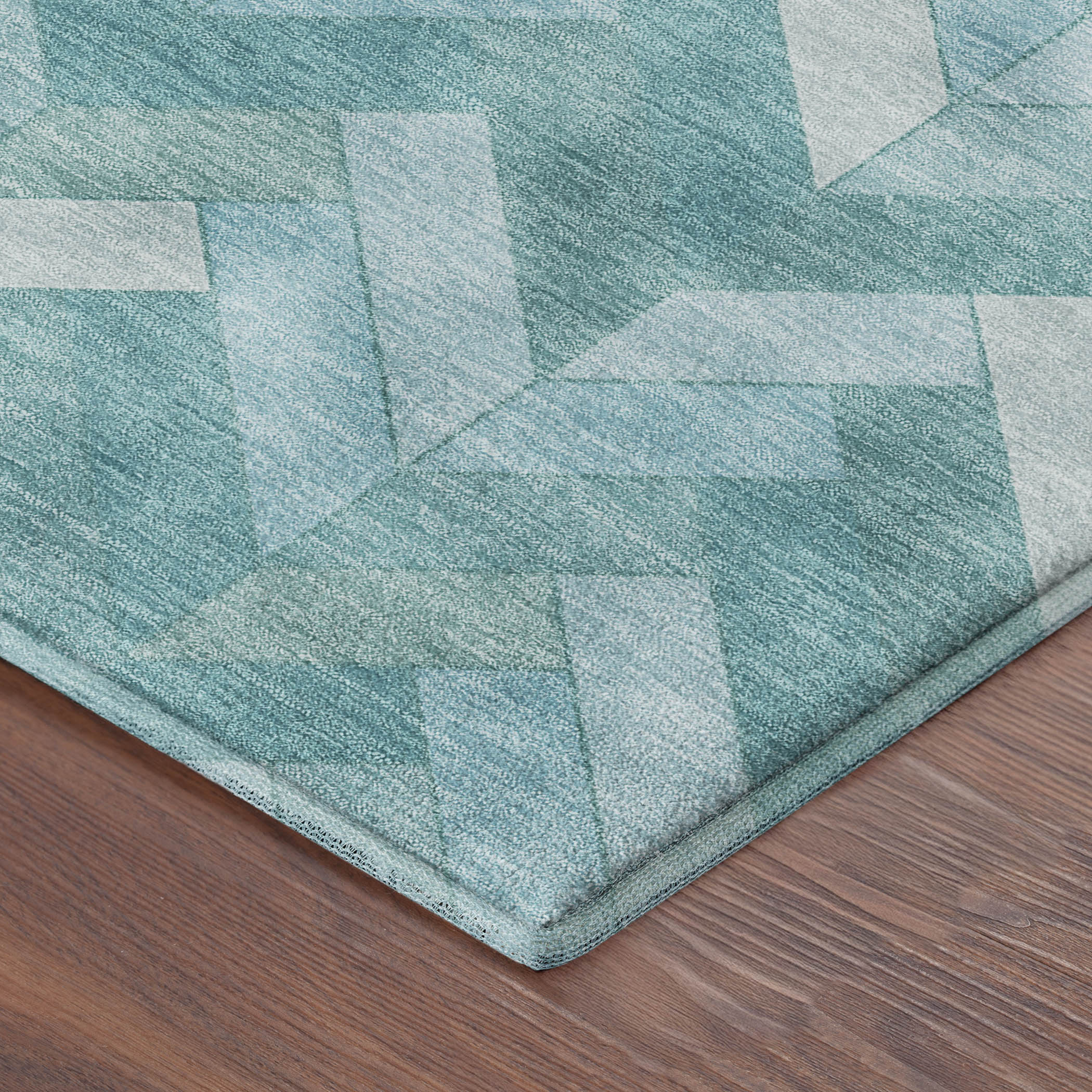 Bangkok Machine Washable Transitional Aqua Teal Rug 1'8" x 2'6" #shape_Rectangle