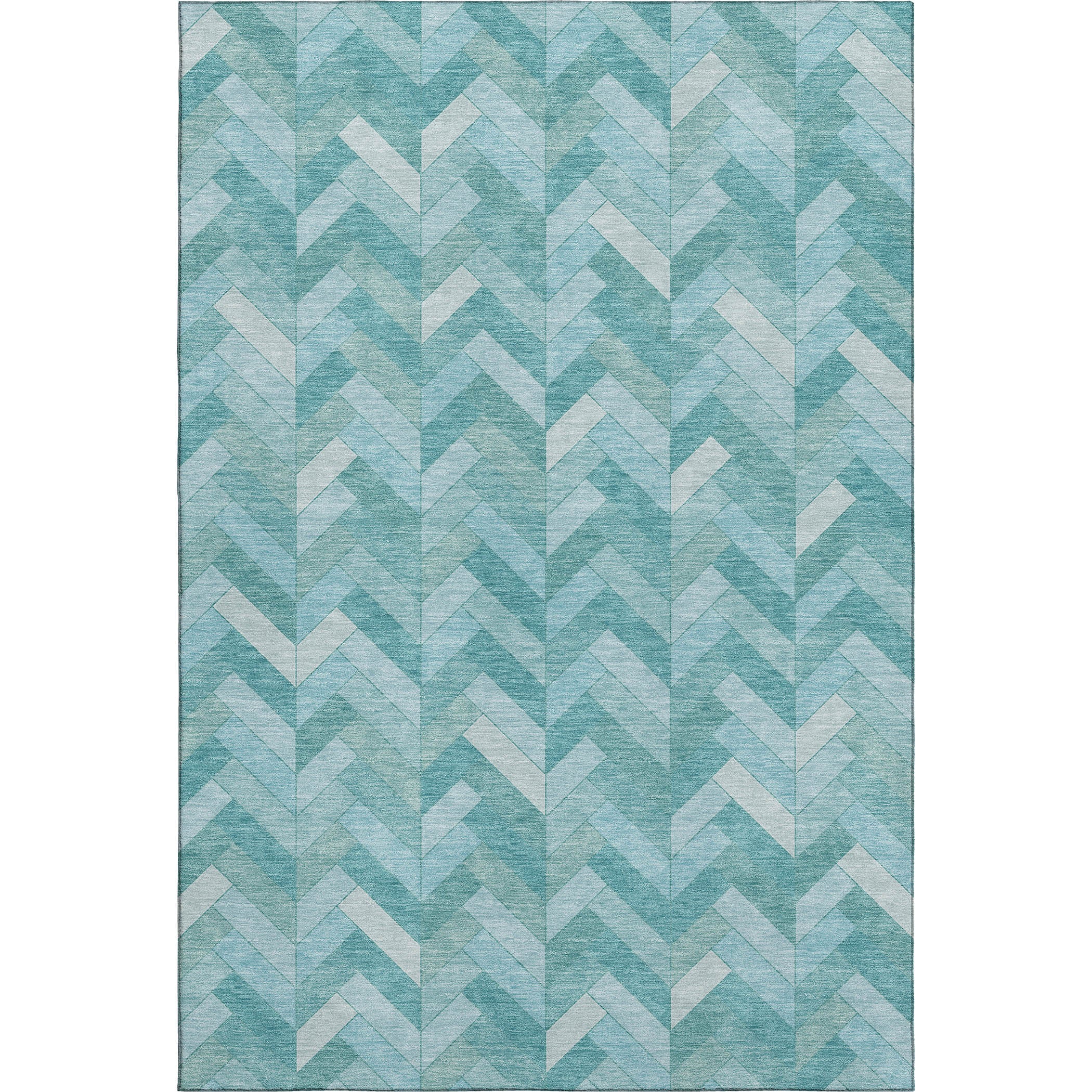 Bangkok Machine Washable Transitional Aqua Teal Rug 3' x 5' #shape_Rectangle