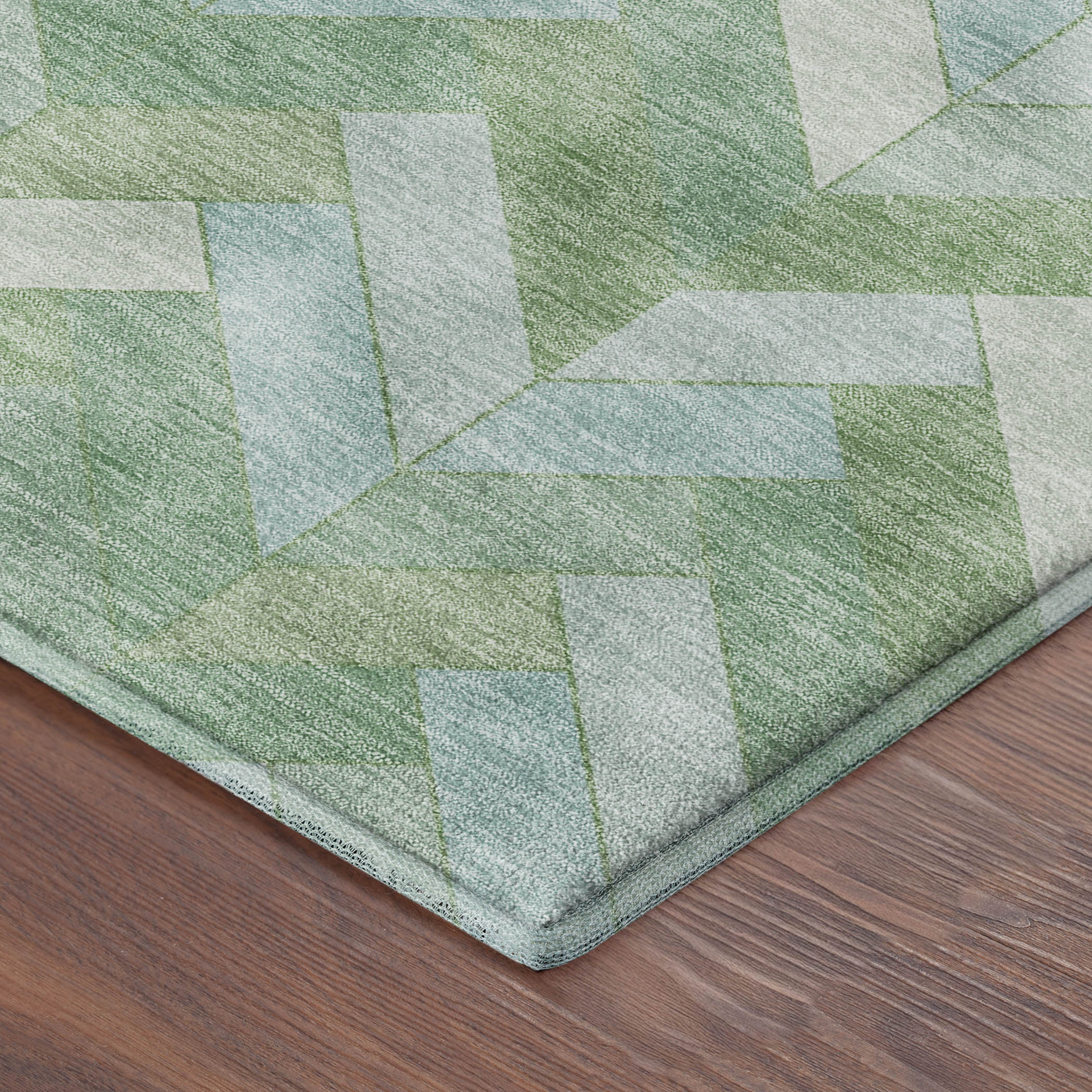 Bangkok Machine Washable Transitional Green Rug 1'8" x 2'6" #shape_Rectangle
