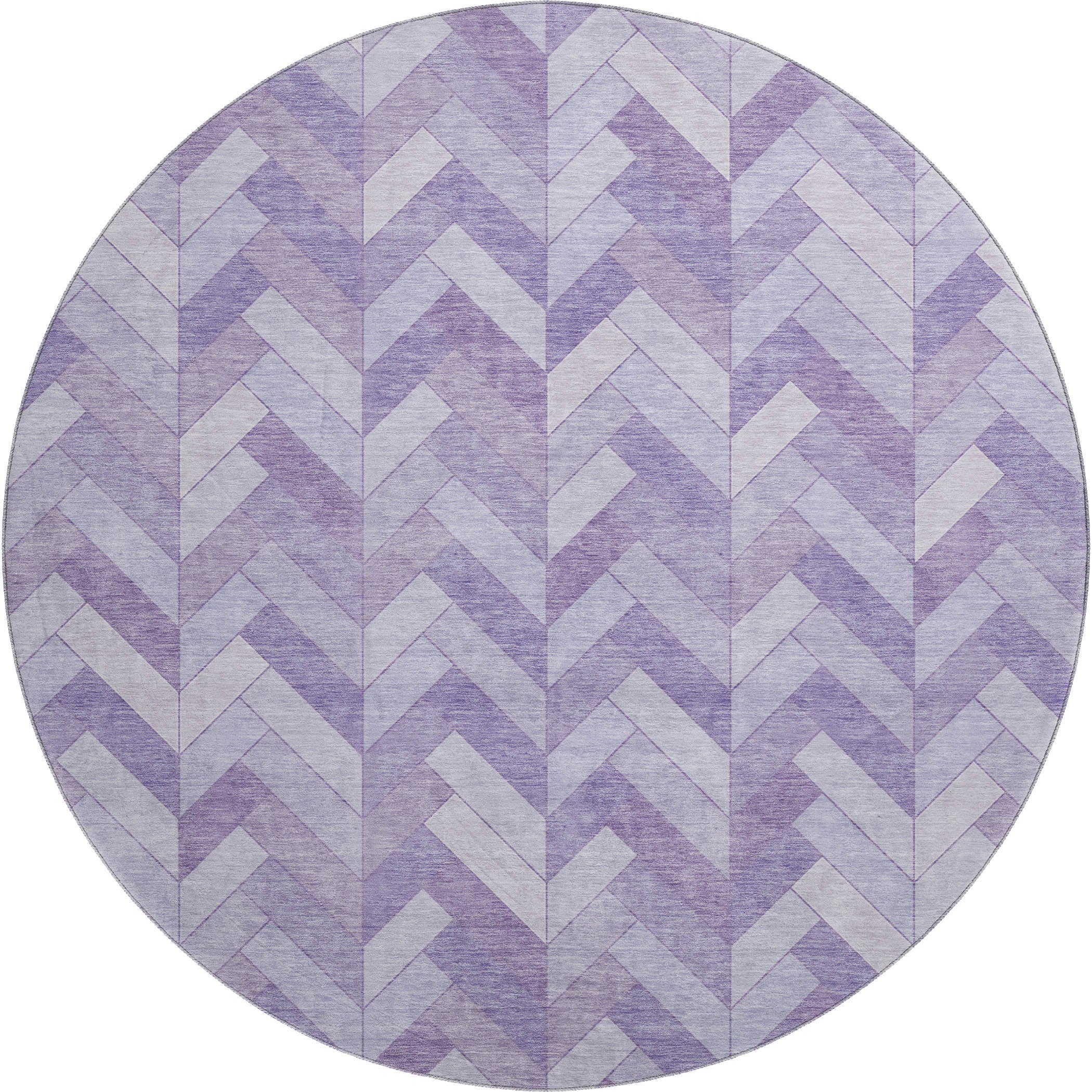 Bangkok Machine Washable Transitional Plum Purple Rug 8' x 8' #shape_Round