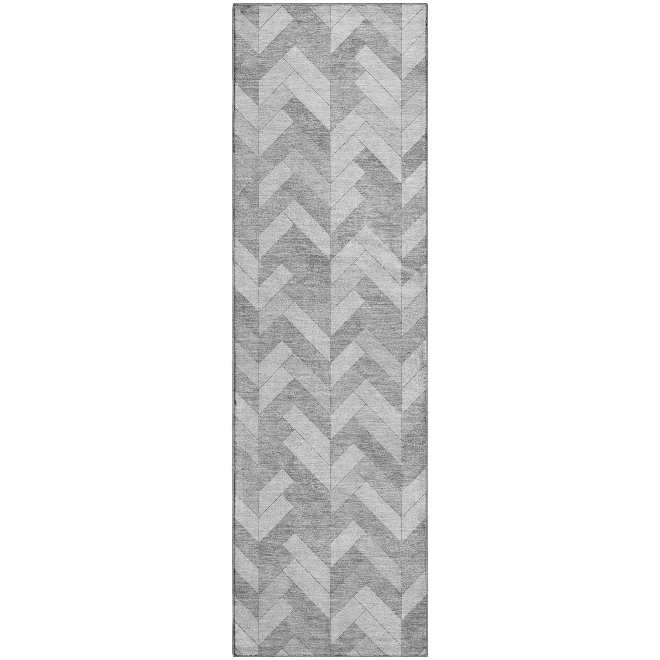 Bangkok Machine Washable Transitional Silver Gray Rug 2'3" x 7'6" #shape_Runner