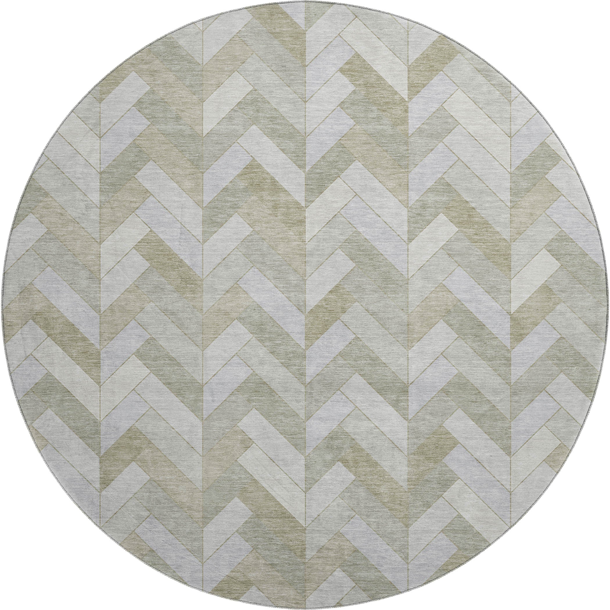 Bangkok Machine Washable Transitional Taupe Brown Rug 8' x 8' #shape_Round