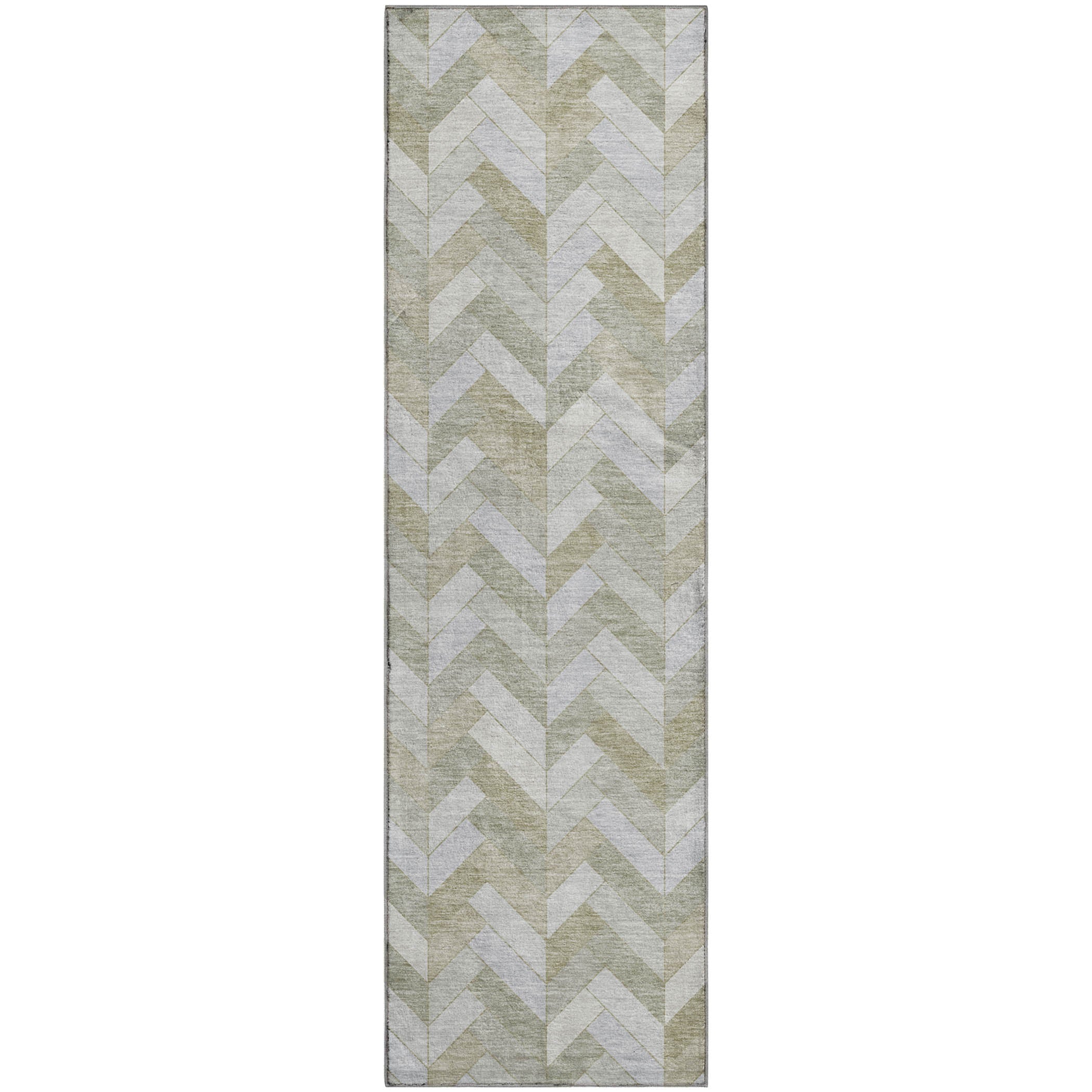 Bangkok Machine Washable Transitional Taupe Brown Rug 2'3" x 7'6" #shape_Runner