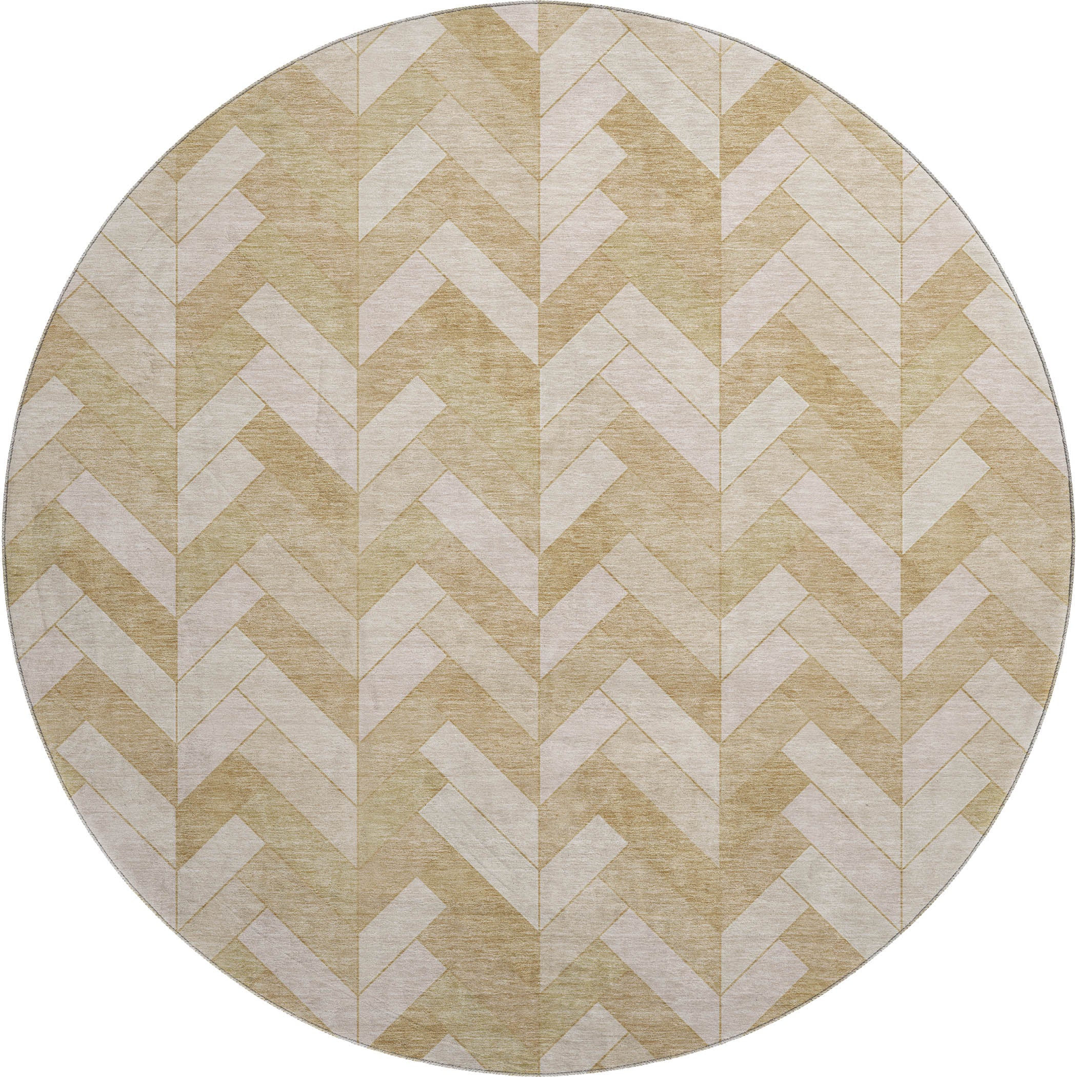 Bangkok Machine Washable Transitional Wheat Gold Rug 8' x 8' #shape_Round