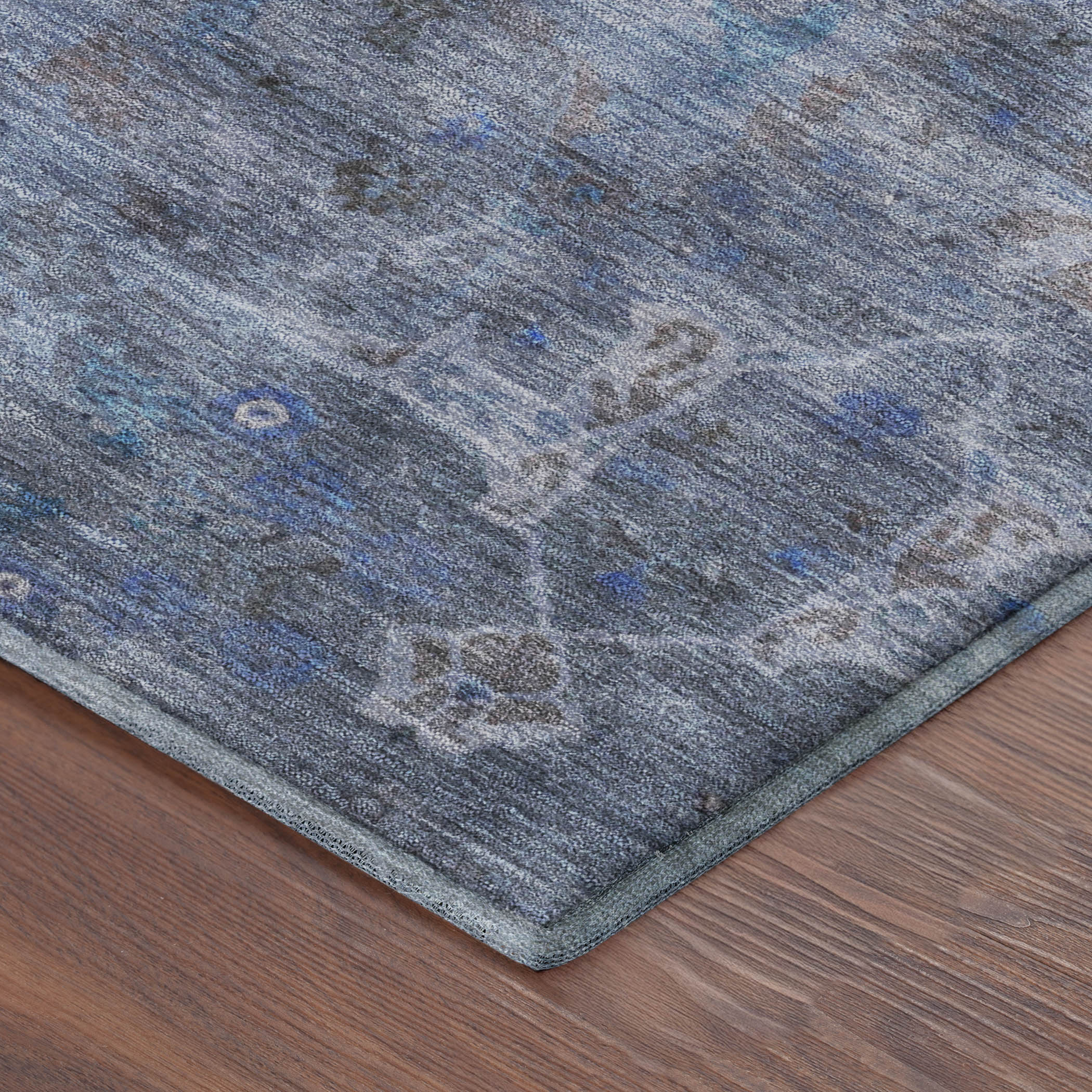 Athens Machine Washable Traditional Blue Rug 1'8" x 2'6" #shape_Rectangle