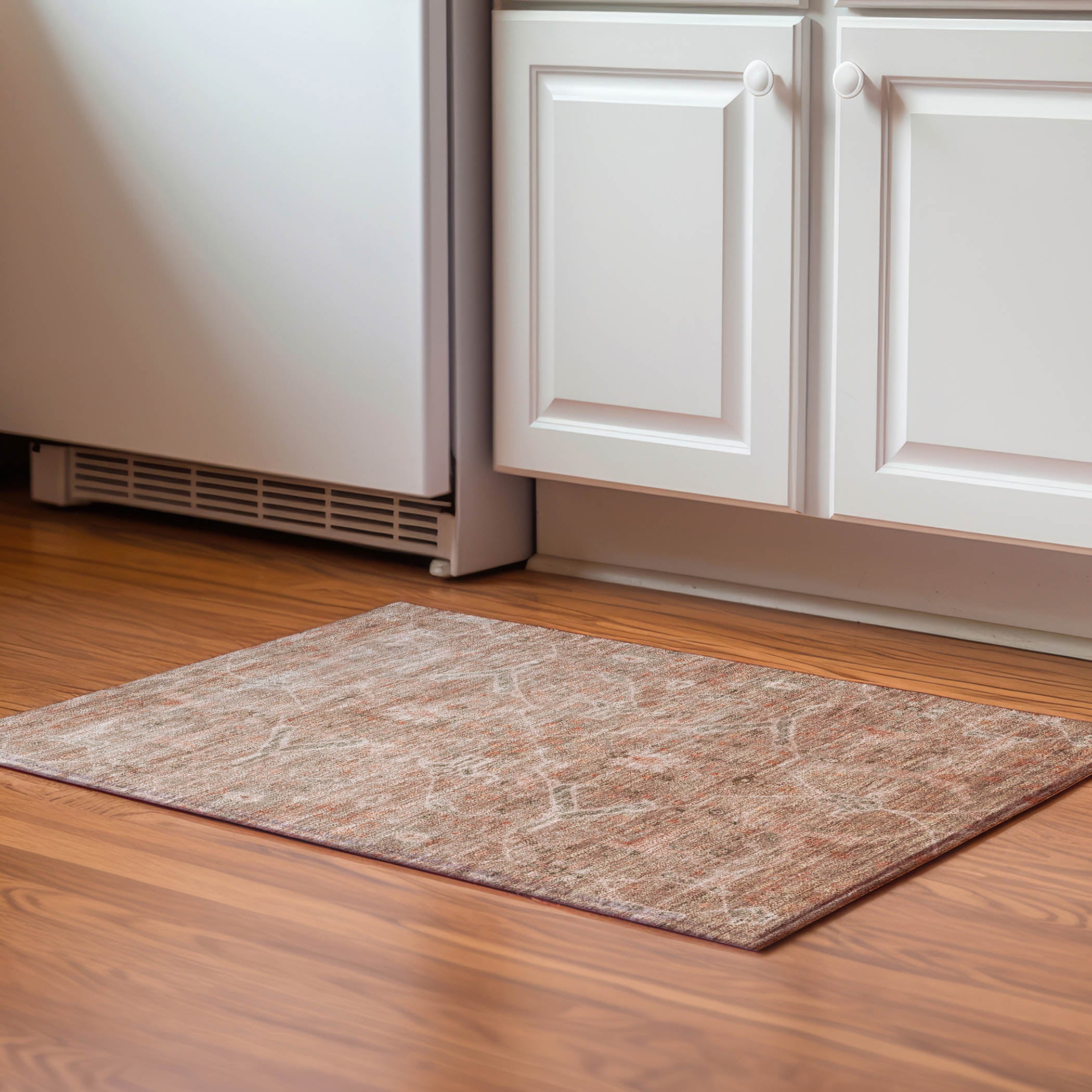 Athens Machine Washable Traditional Coral Orange Rug 1'8" x 2'6" #shape_Rectangle