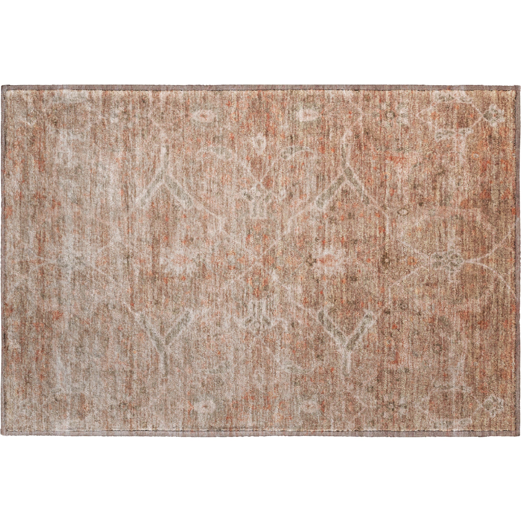 Athens Machine Washable Traditional Coral Orange Rug 1'8" x 2'6" #shape_Rectangle