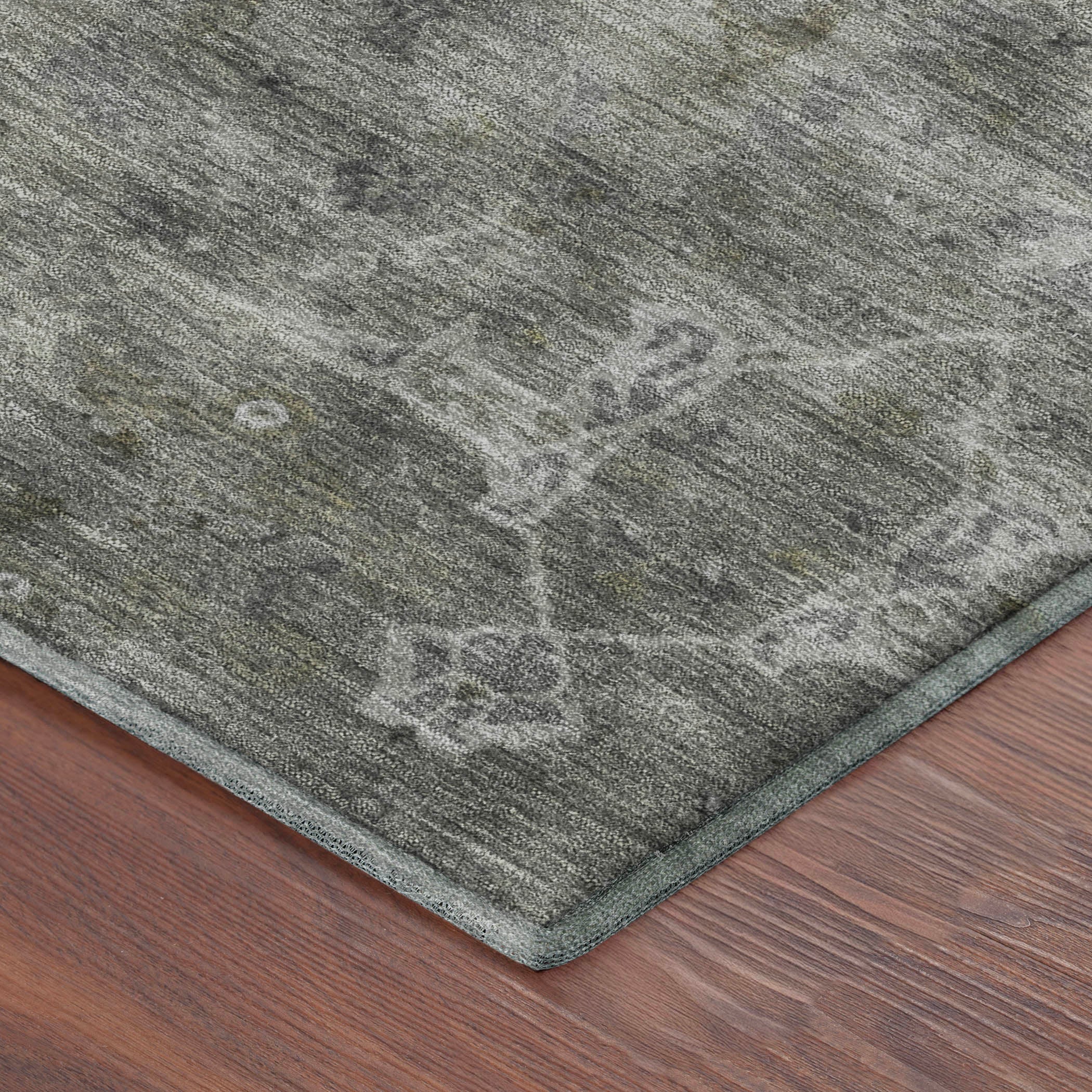 Athens Machine Washable Traditional Pewter Gray Rug 1'8" x 2'6" #shape_Rectangle