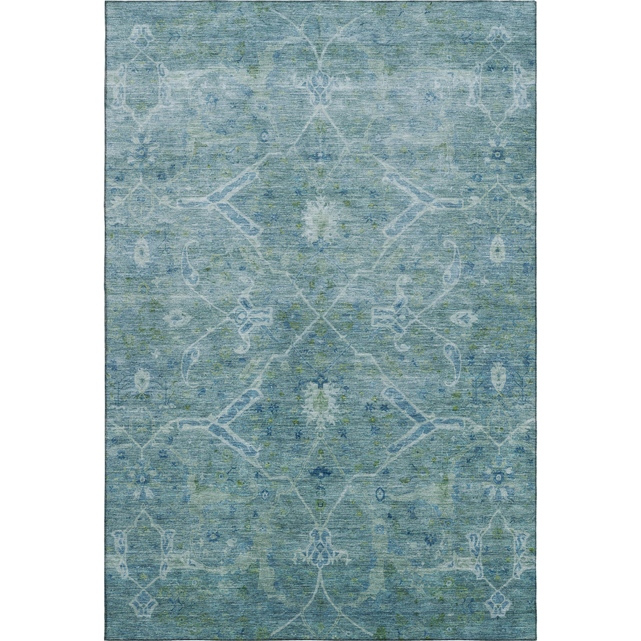 Athens Machine Washable Traditional Turquoise Teal Rug 3' x 5' #shape_Rectangle