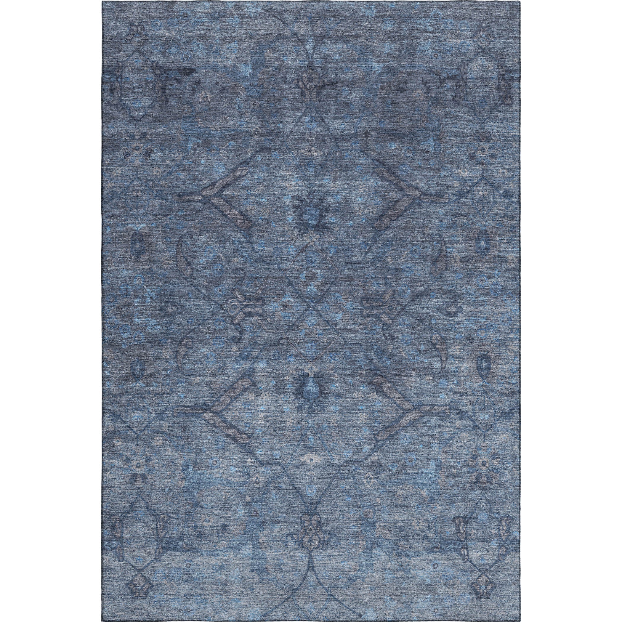 Kyoto Machine Washable Traditional Blue Rug 3' x 5' #shape_Rectangle