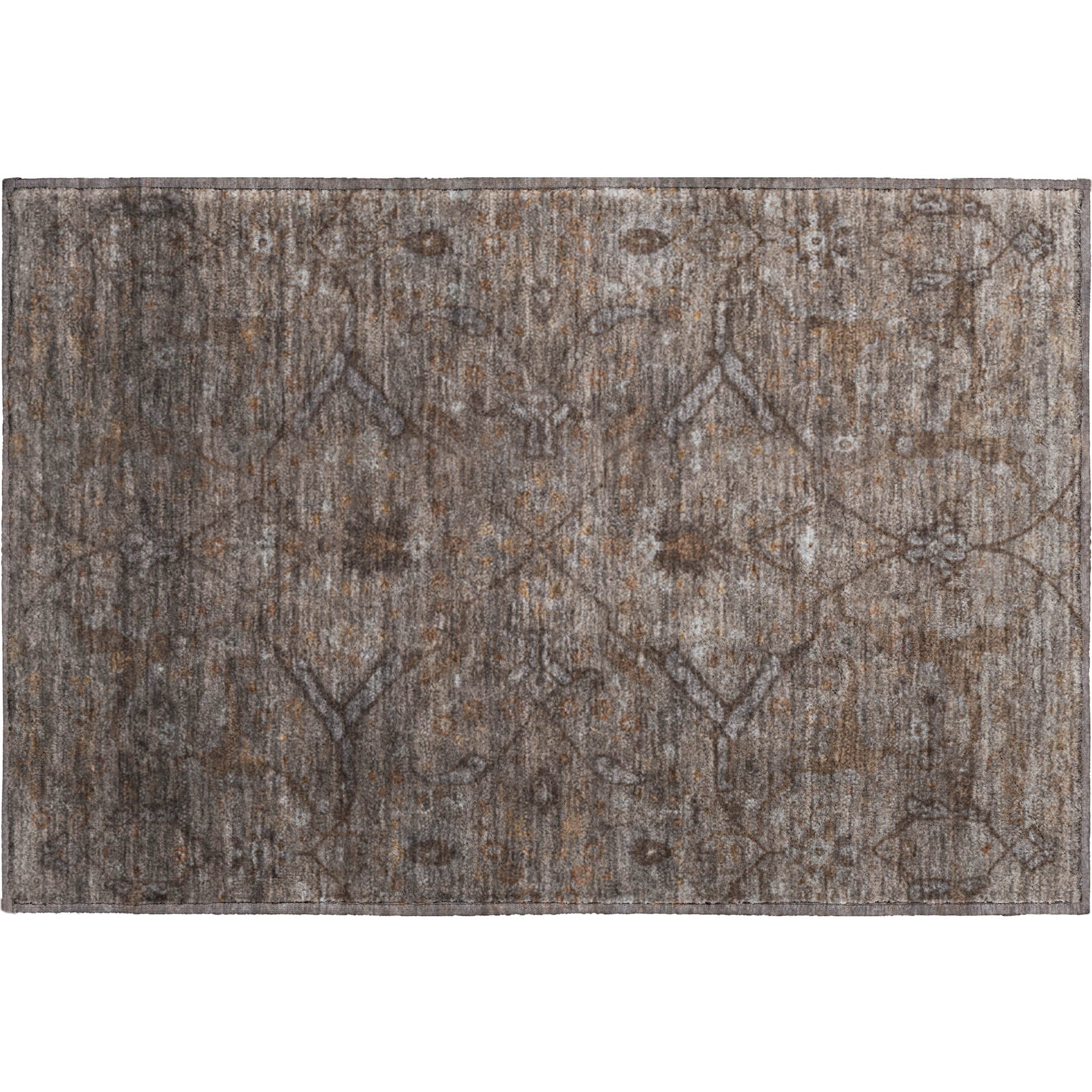 Kyoto Machine Washable Traditional Brown Rug 1'8" x 2'6" #shape_Rectangle