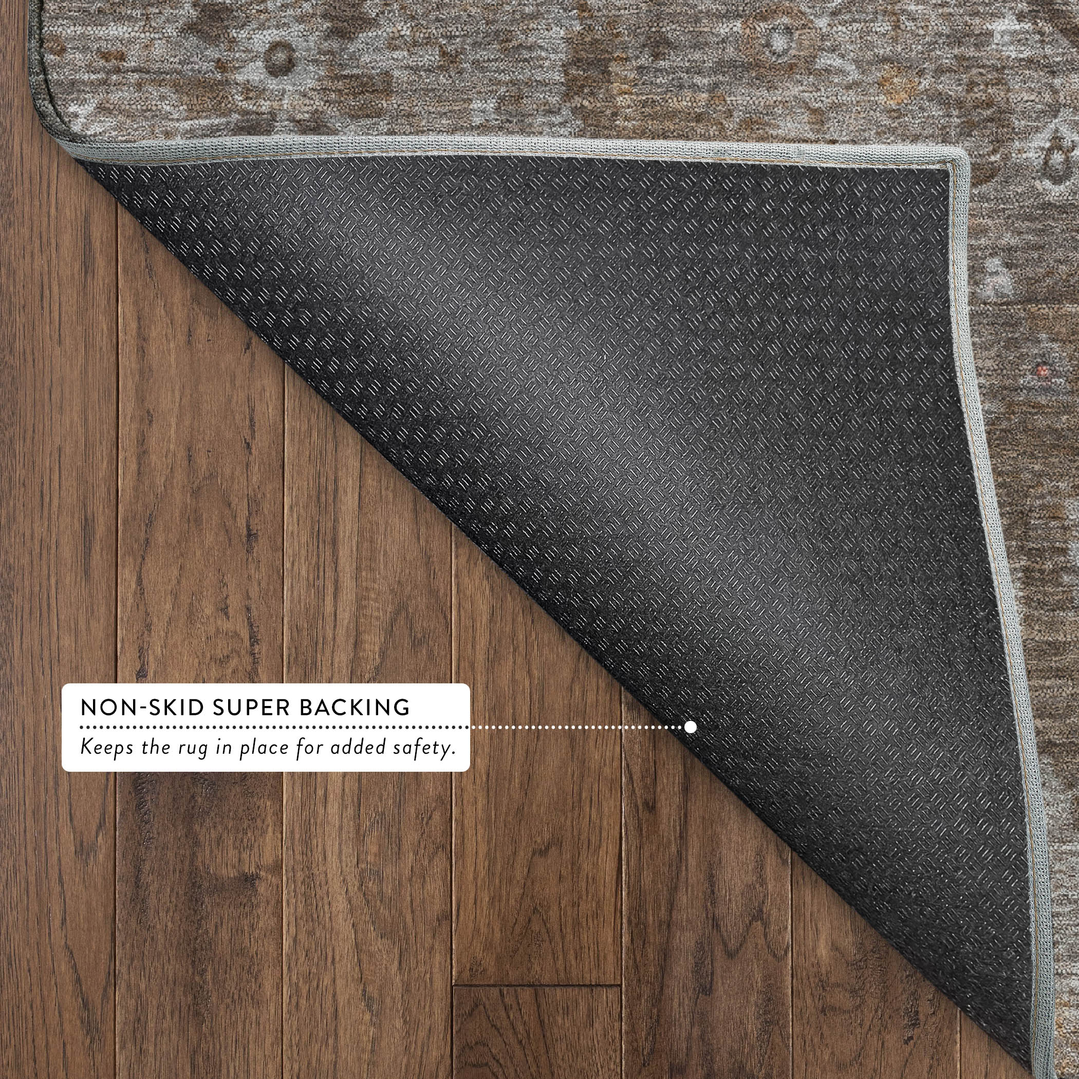Kyoto Machine Washable Traditional Brown Rug 1'8" x 2'6" #shape_Rectangle