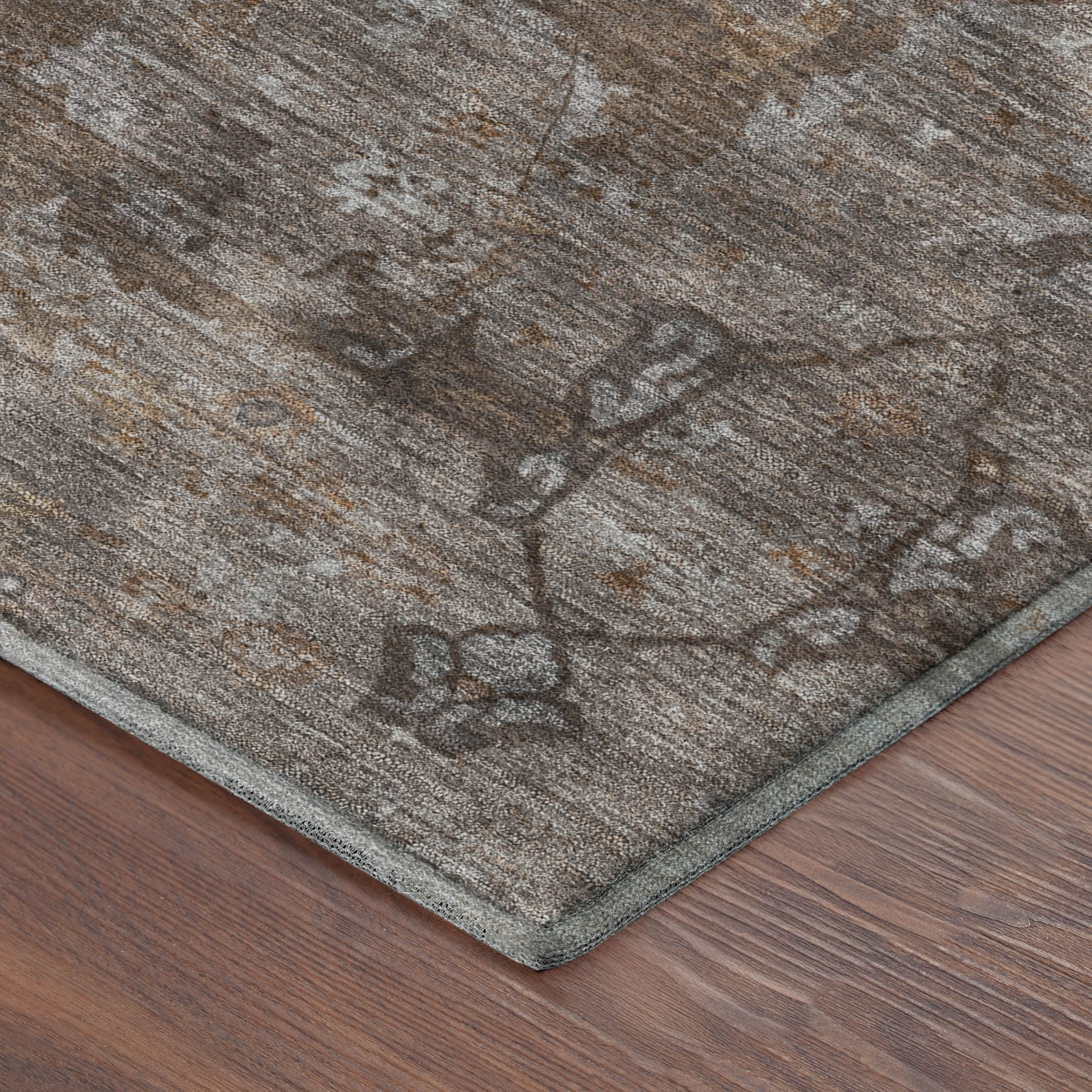Kyoto Machine Washable Traditional Brown Rug 1'8" x 2'6" #shape_Rectangle