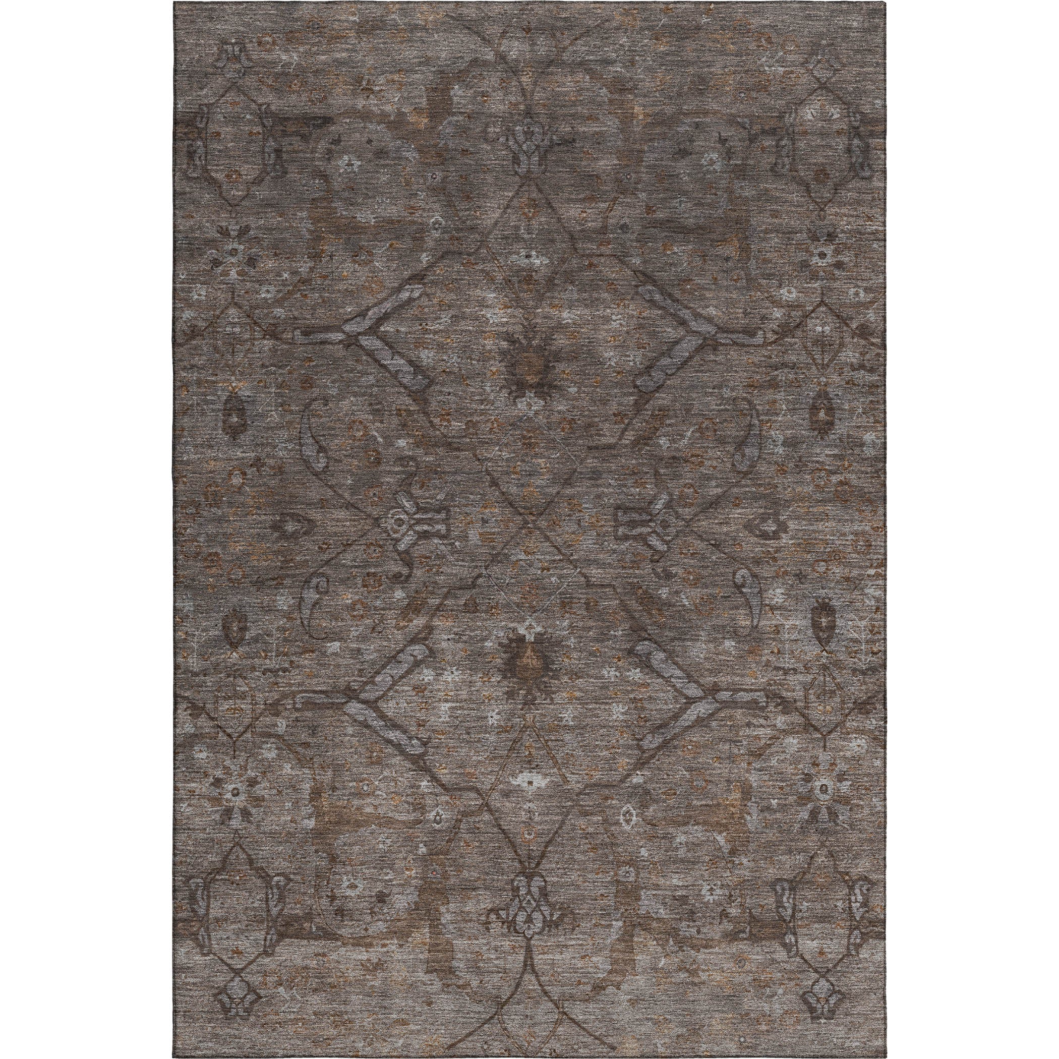 Kyoto Machine Washable Traditional Brown Rug 3' x 5' #shape_Rectangle