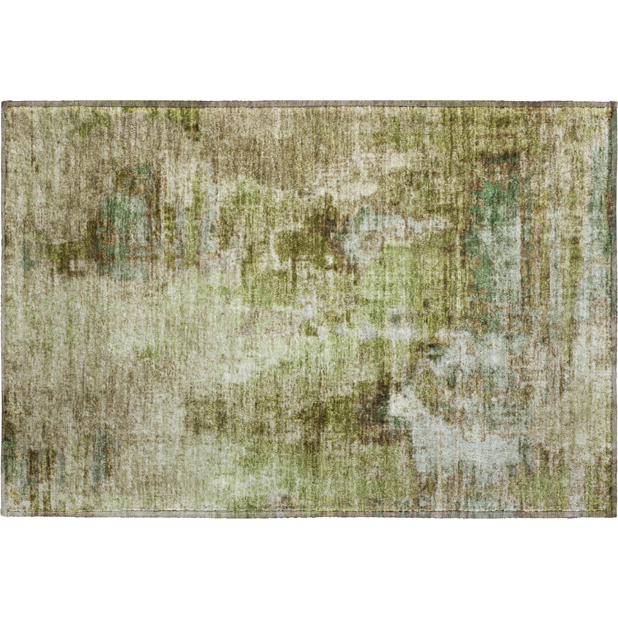 Seoul Machine Washable Transitional Aloe Green Rug 1'8" x 2'6" #shape_Rectangle