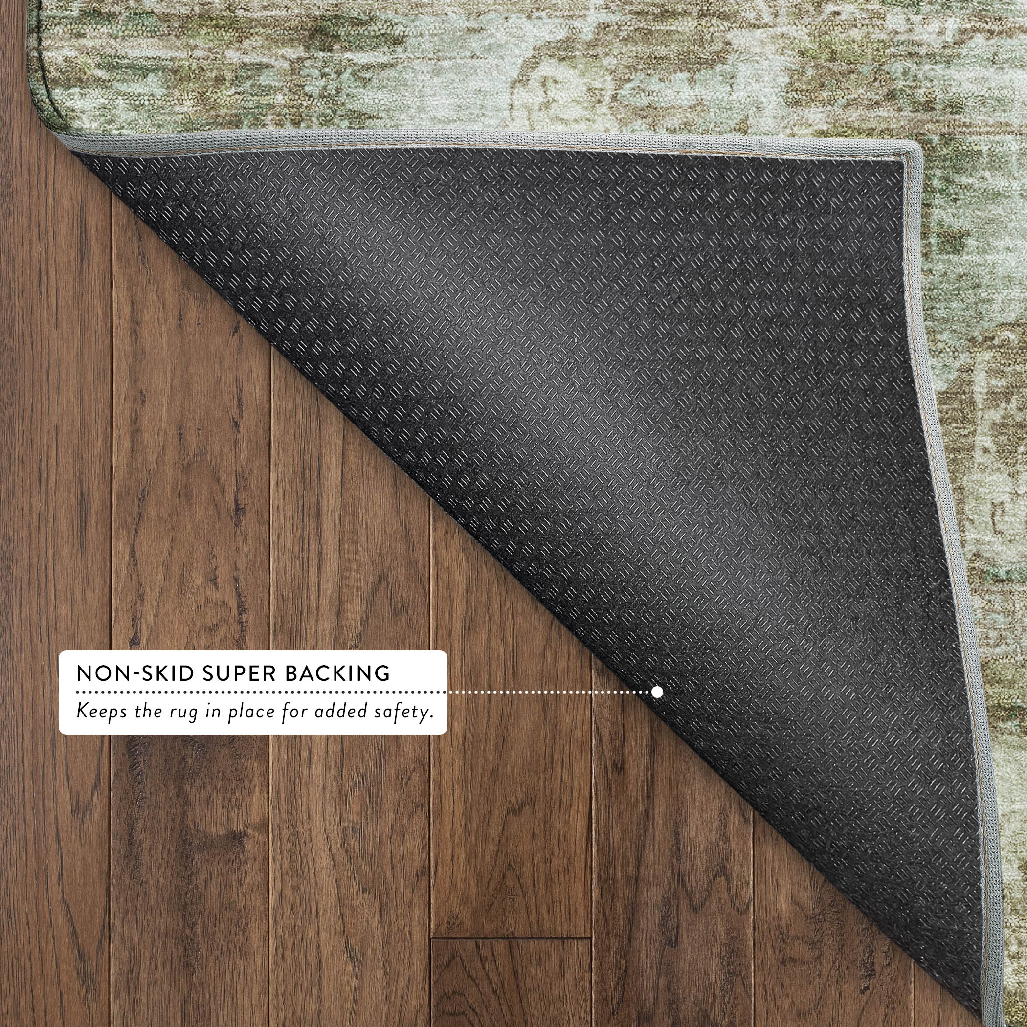 Seoul Machine Washable Transitional Aloe Green Rug 1'8" x 2'6" #shape_Rectangle