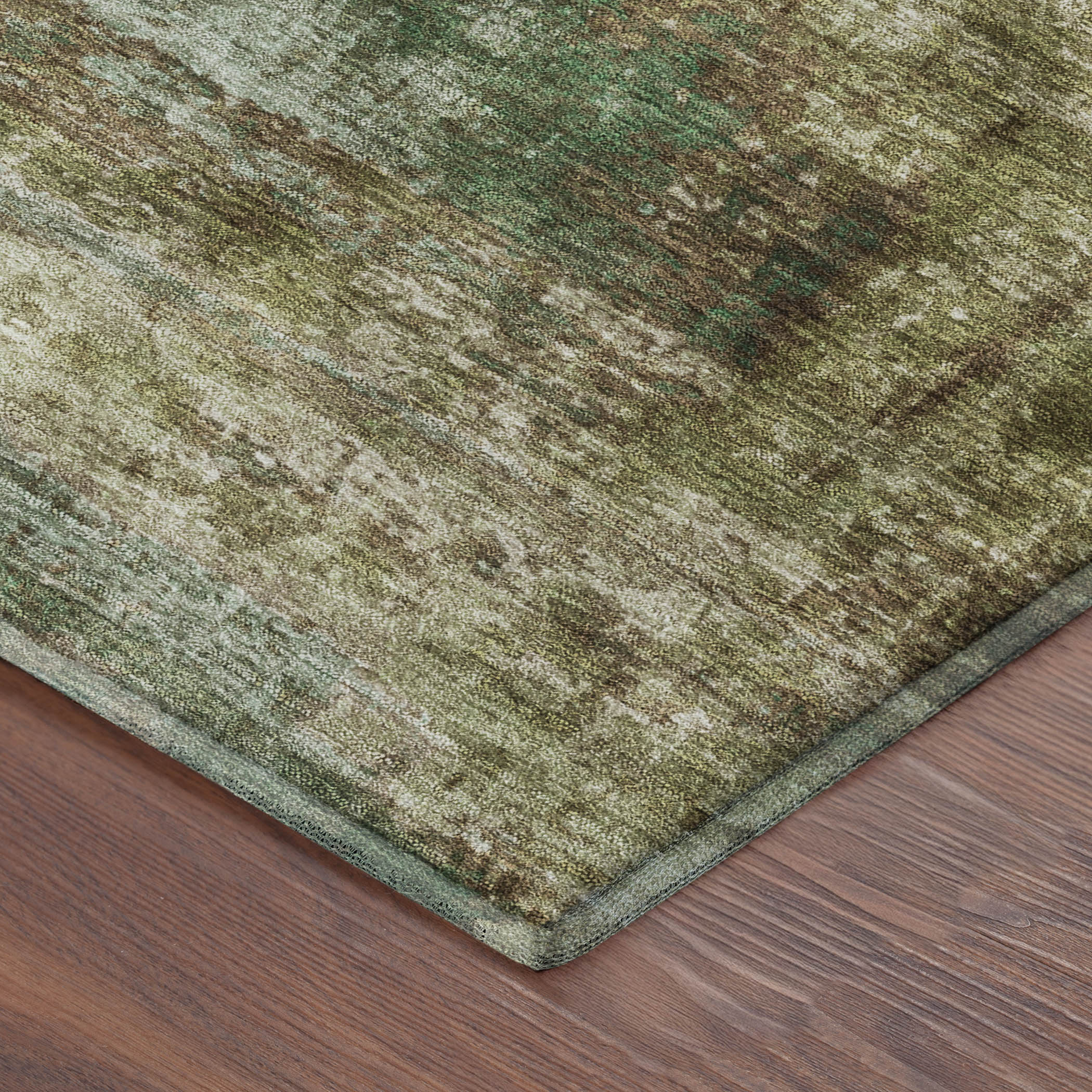 Seoul Machine Washable Transitional Aloe Green Rug 1'8" x 2'6" #shape_Rectangle