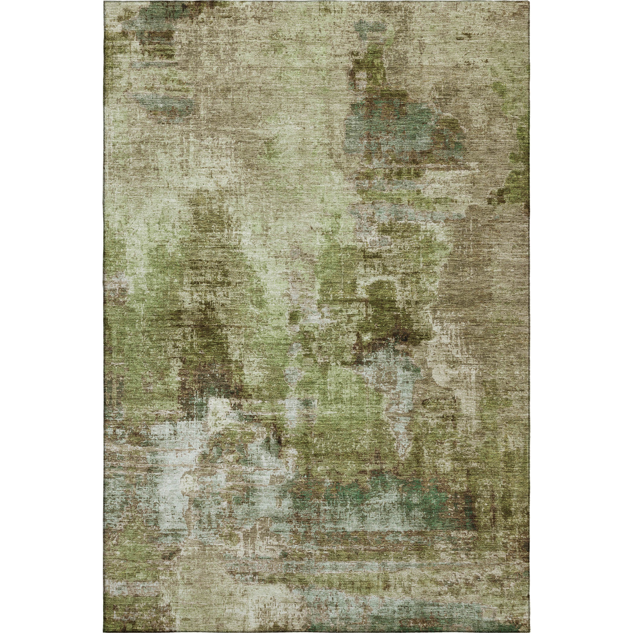 Seoul Machine Washable Transitional Aloe Green Rug 3' x 5' #shape_Rectangle