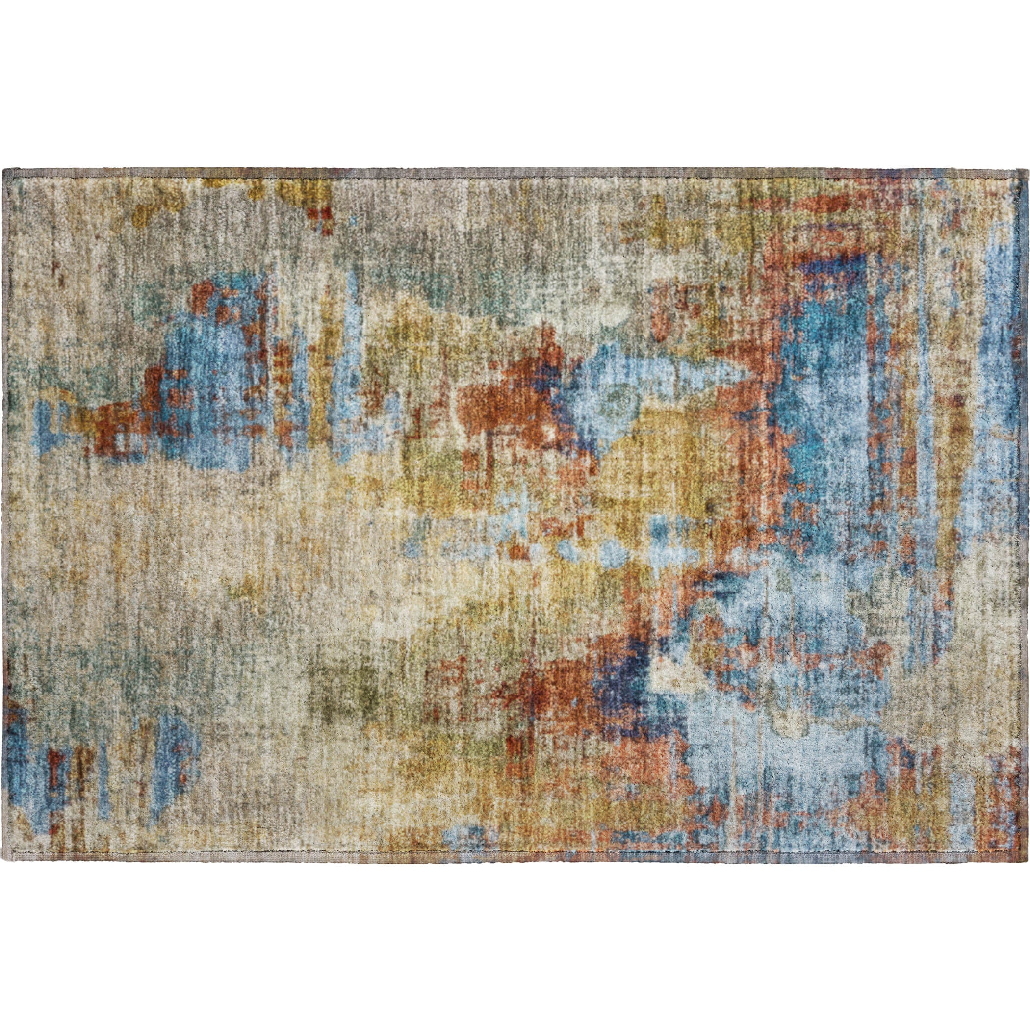 Seoul Machine Washable Transitional Beige Brown Rug 1'8" x 2'6" #shape_Rectangle