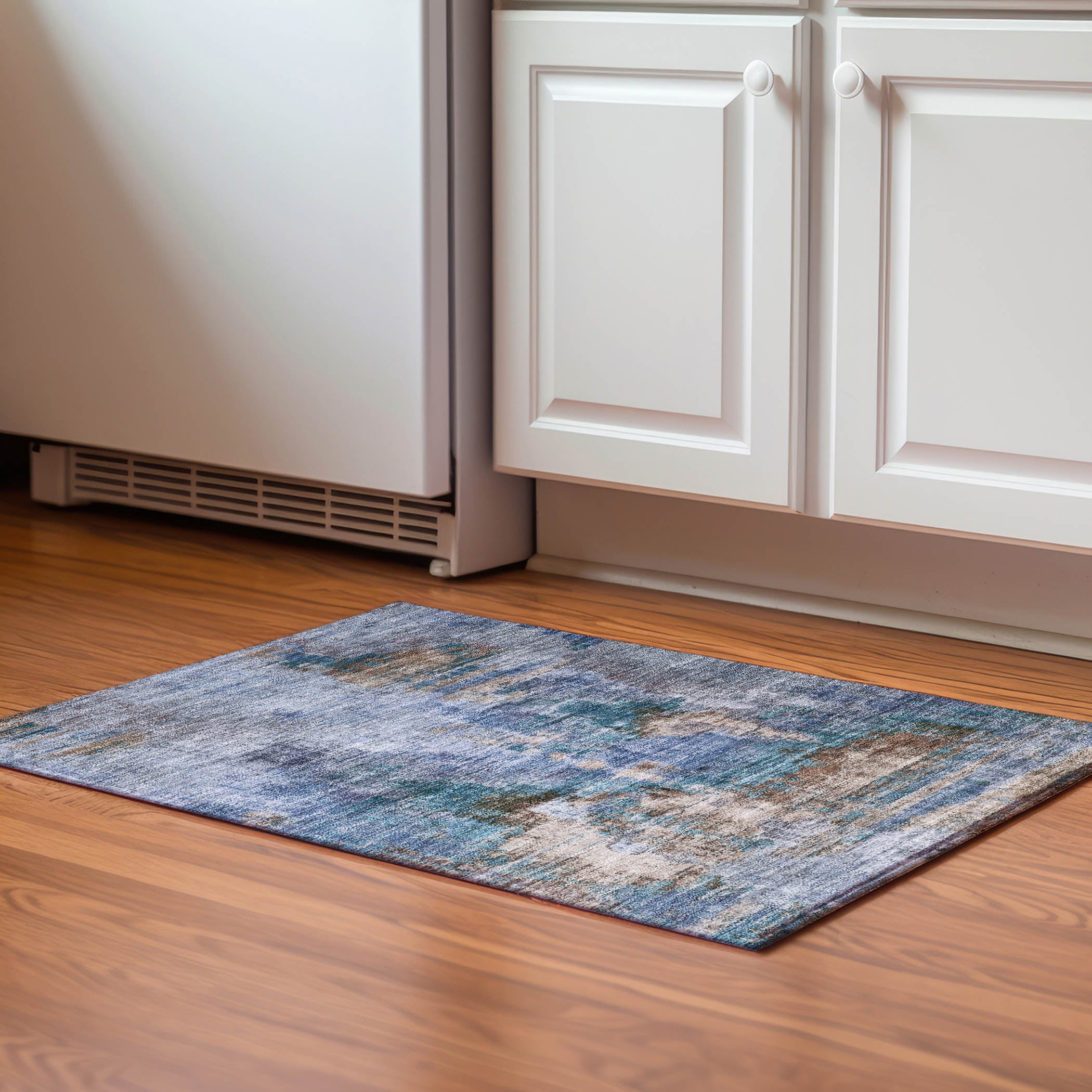 Seoul Machine Washable Transitional Blue Rug 1'8" x 2'6" #shape_Rectangle