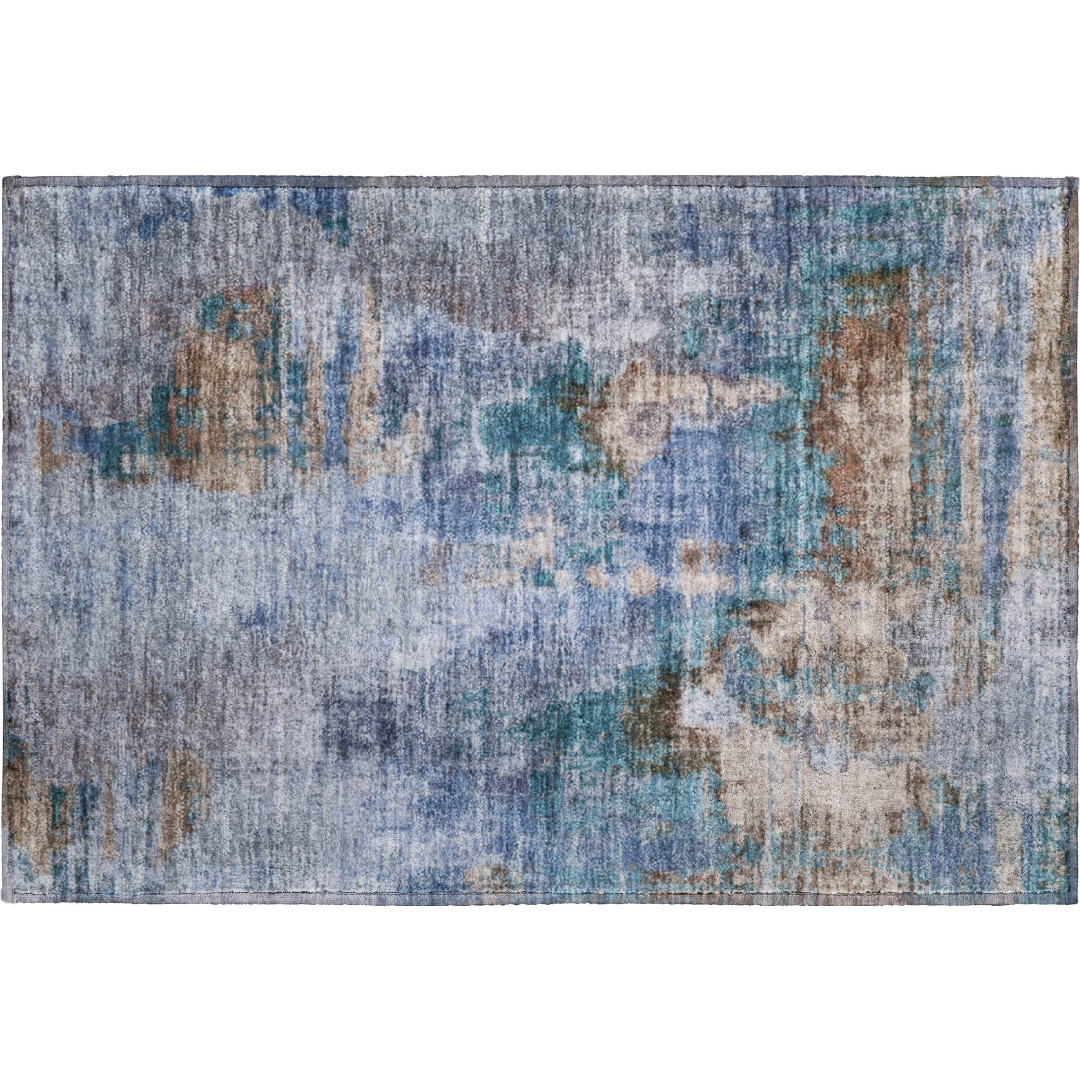 Seoul Machine Washable Transitional Blue Rug 1'8" x 2'6" #shape_Rectangle