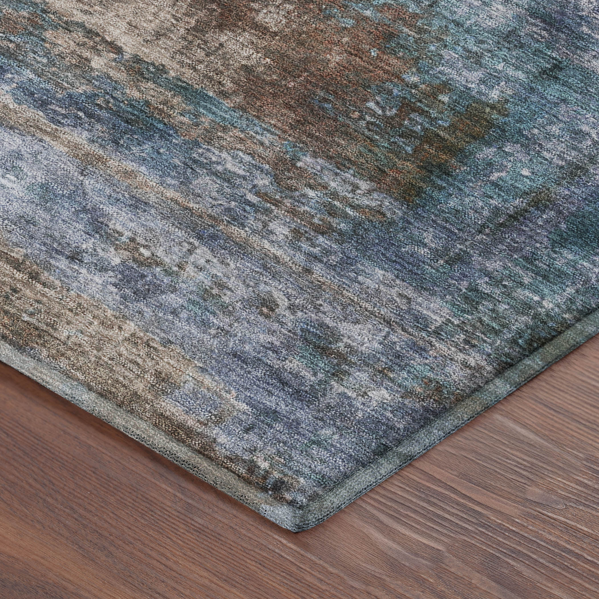Seoul Machine Washable Transitional Blue Rug 1'8" x 2'6" #shape_Rectangle