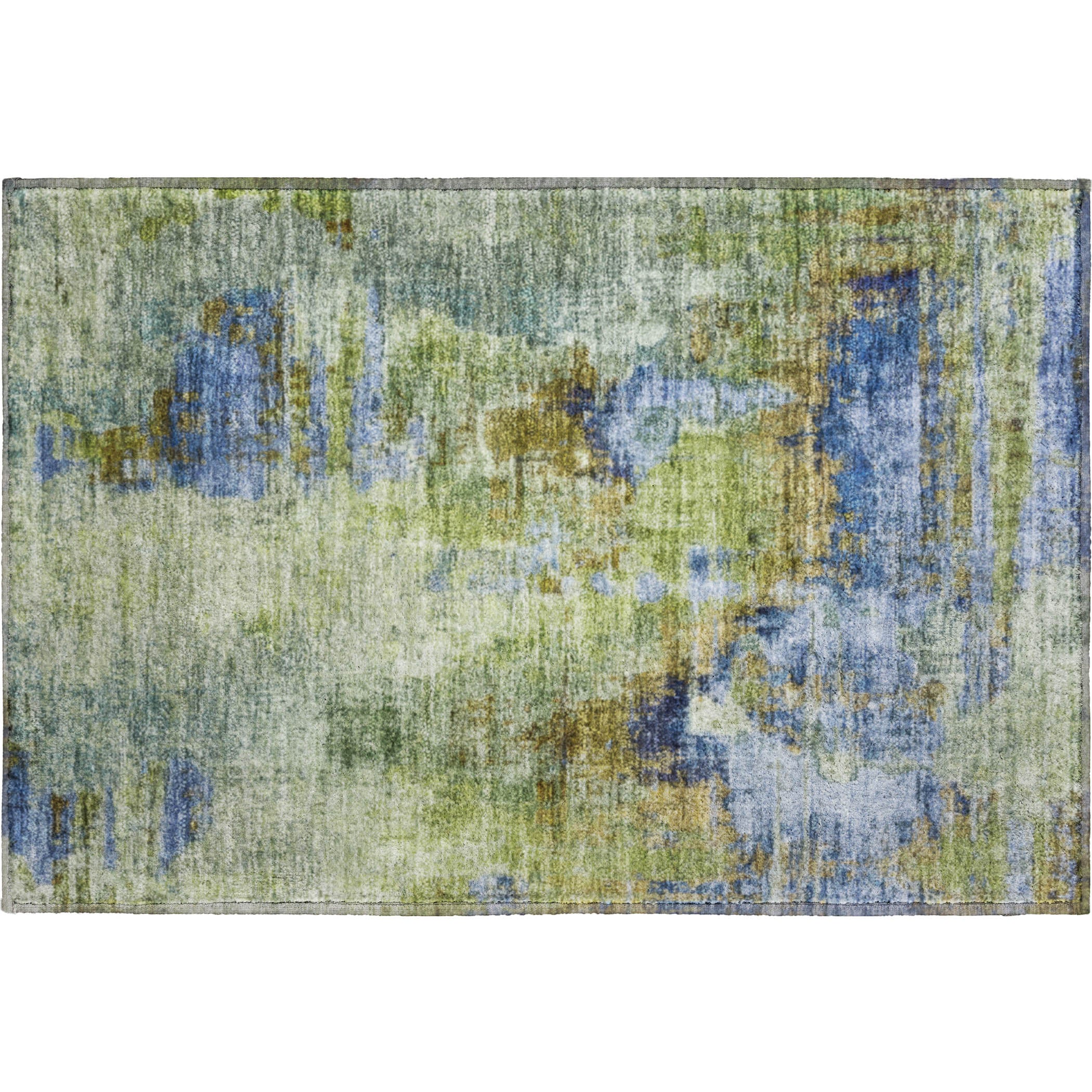 Seoul Machine Washable Transitional Green Rug 1'8" x 2'6" #shape_Rectangle