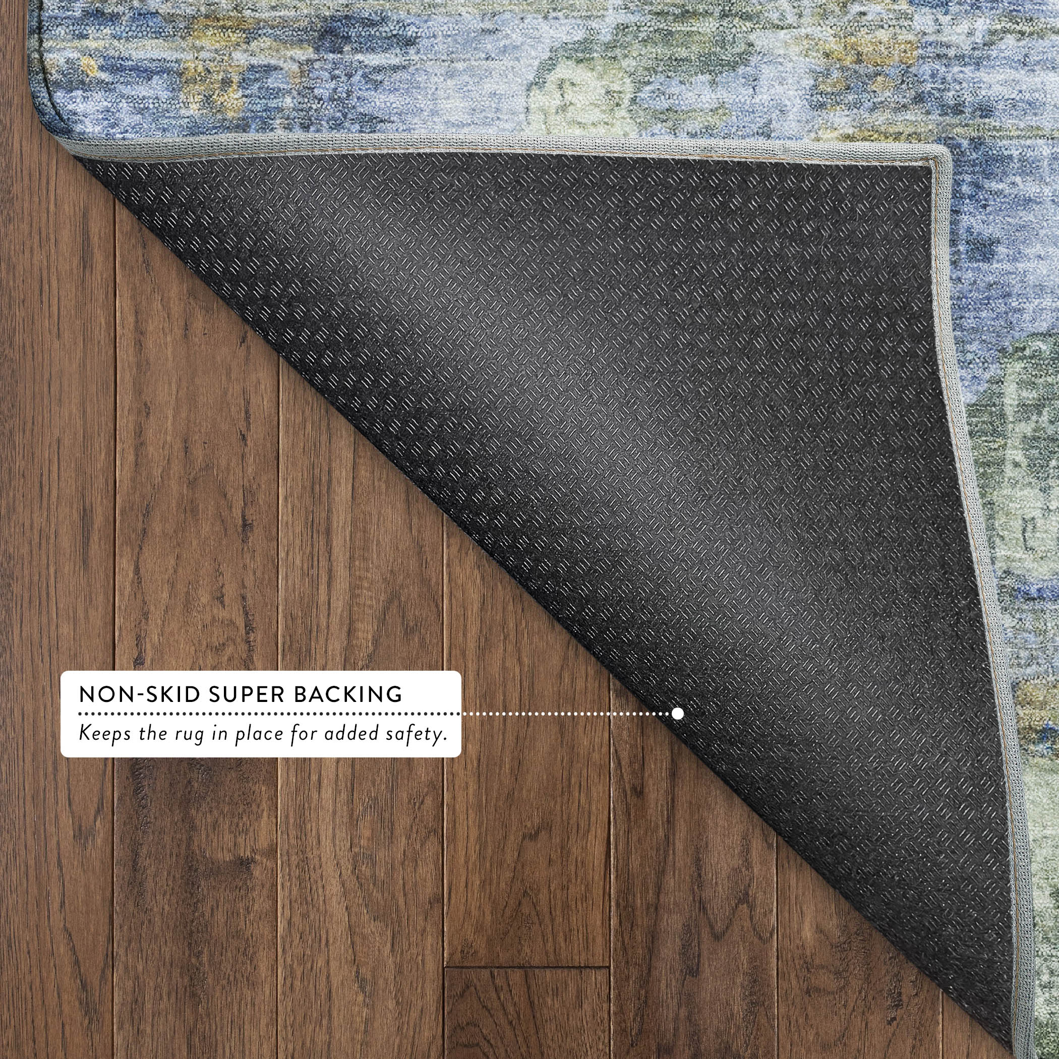 Seoul Machine Washable Transitional Green Rug 1'8" x 2'6" #shape_Rectangle