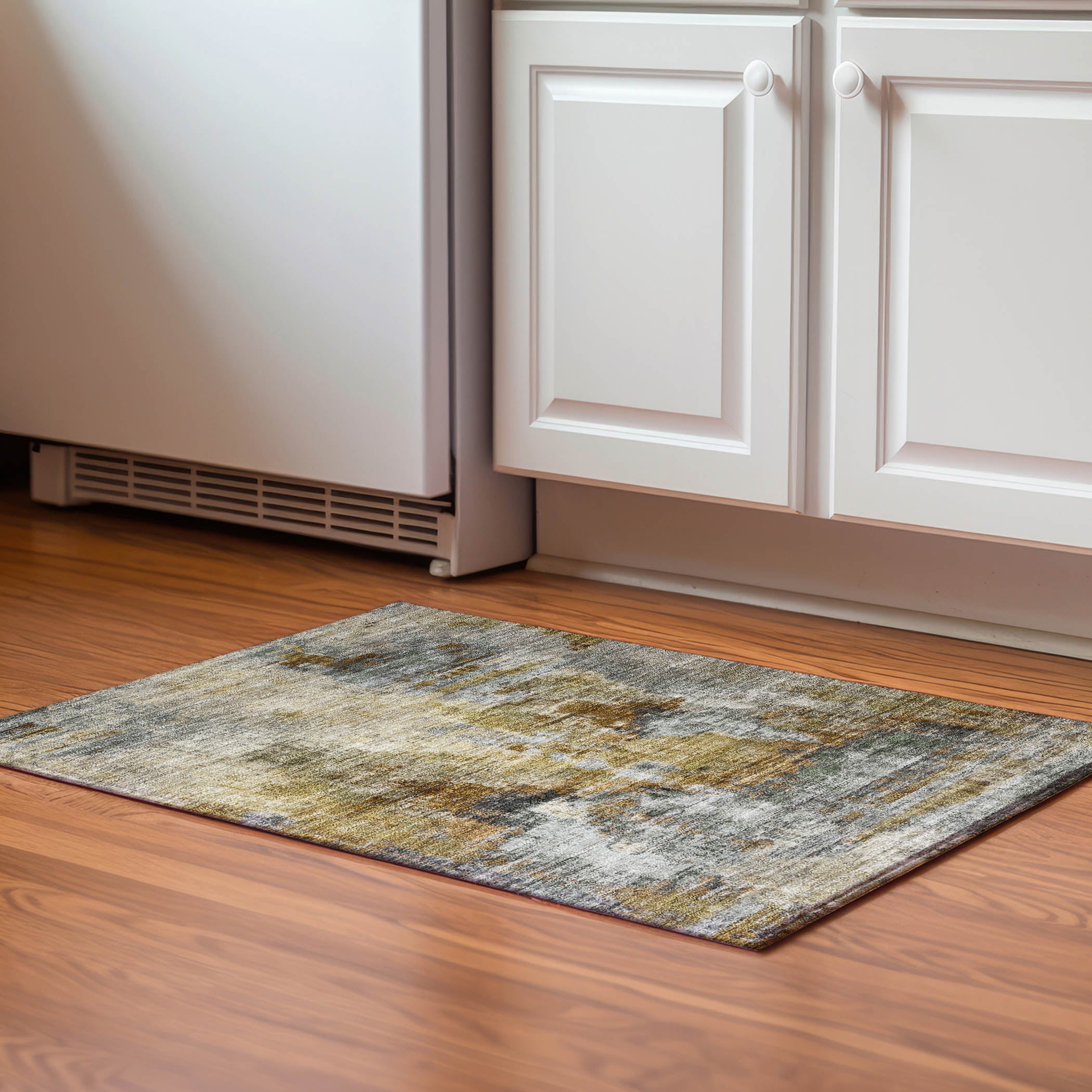 Seoul Machine Washable Transitional Khaki Brown Rug 1'8" x 2'6" #shape_Rectangle