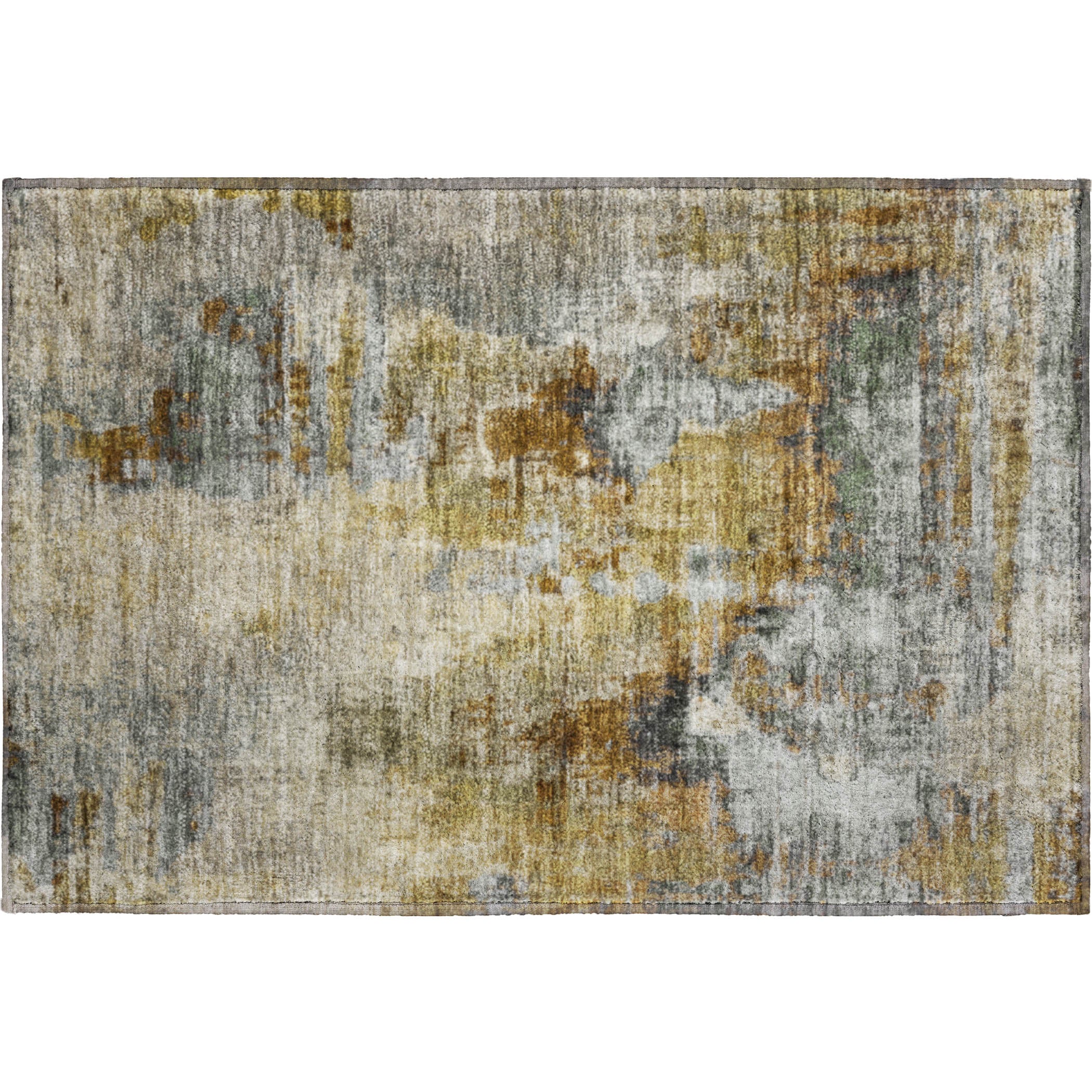 Seoul Machine Washable Transitional Khaki Brown Rug 1'8" x 2'6" #shape_Rectangle