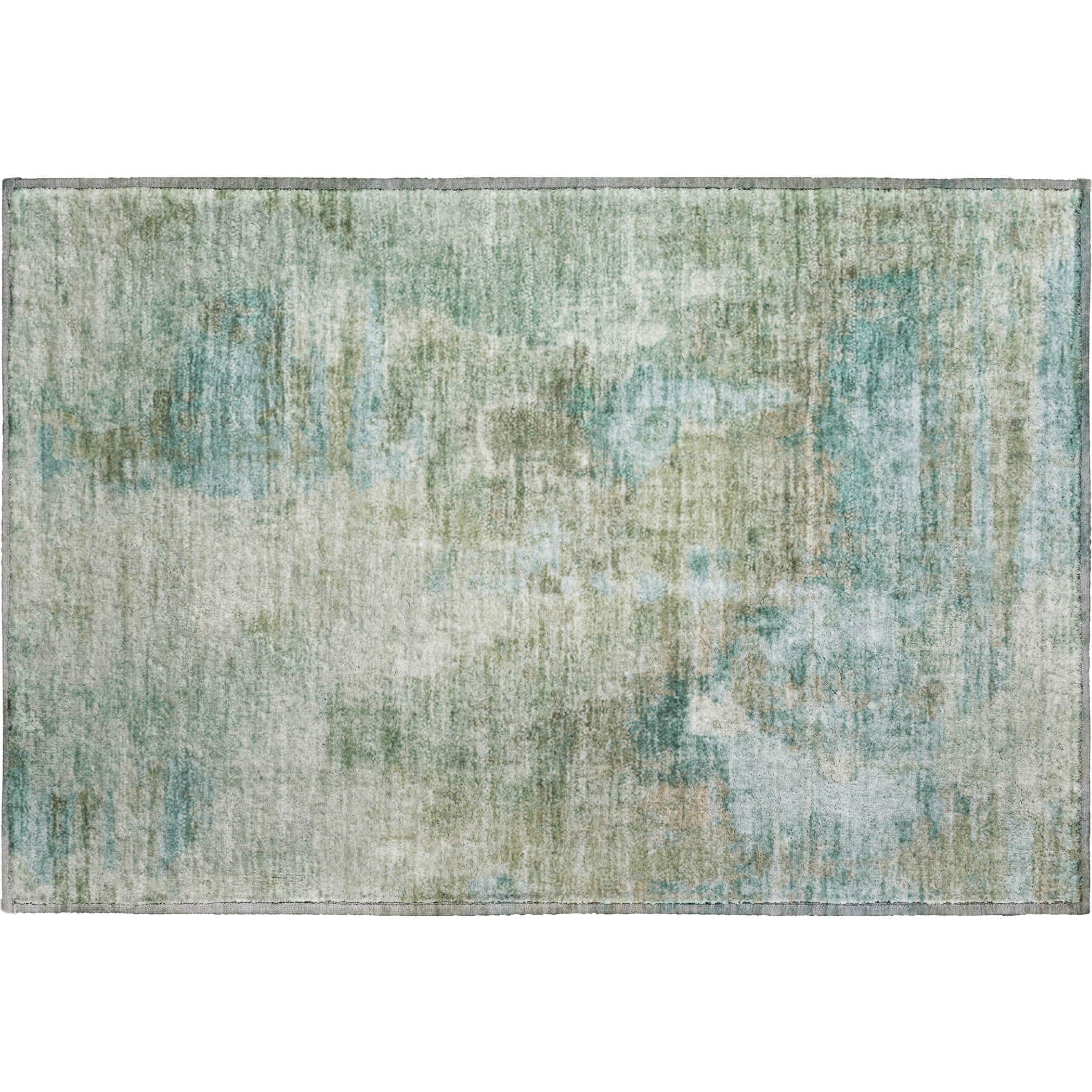 Seoul Machine Washable Transitional Sage Green Rug 1'8" x 2'6" #shape_Rectangle