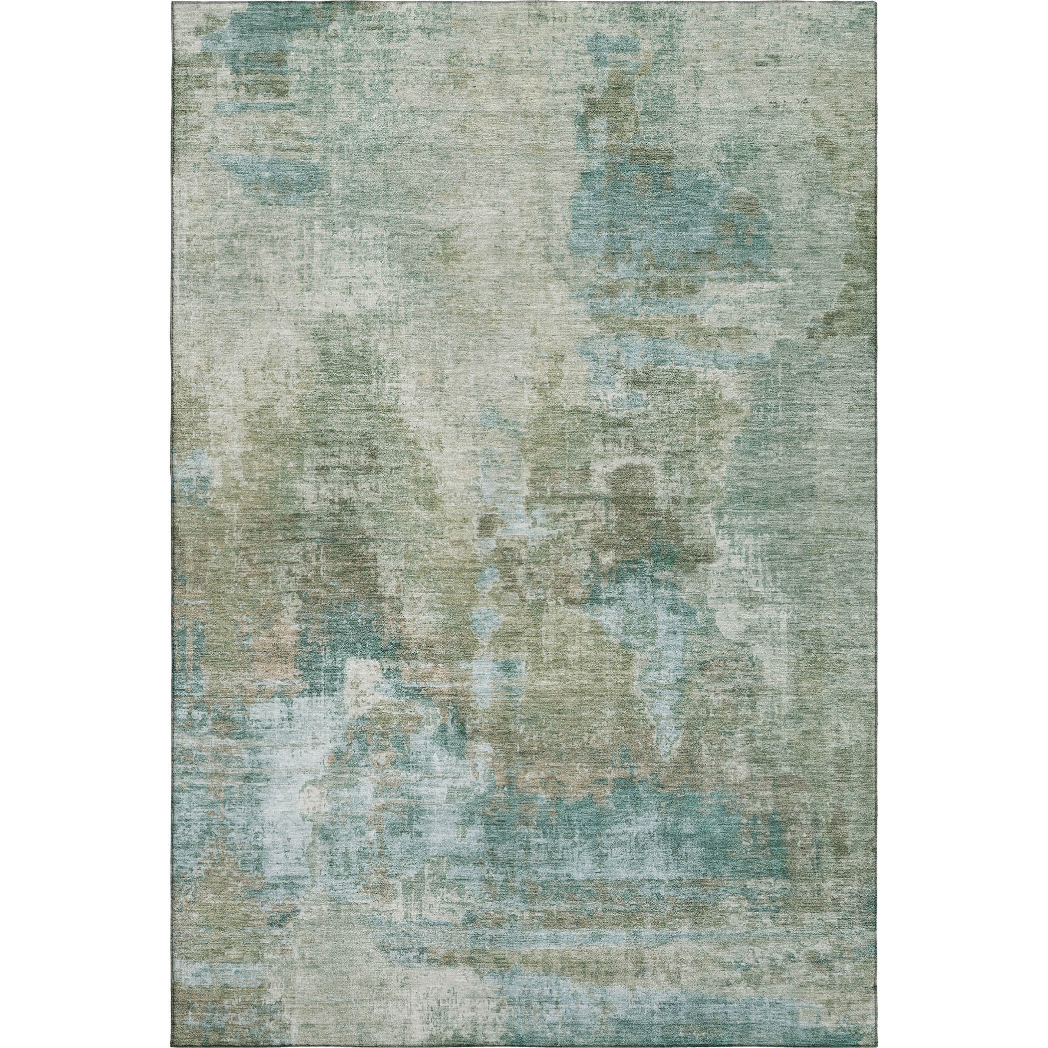 Seoul Machine Washable Transitional Sage Green Rug 3' x 5' #shape_Rectangle