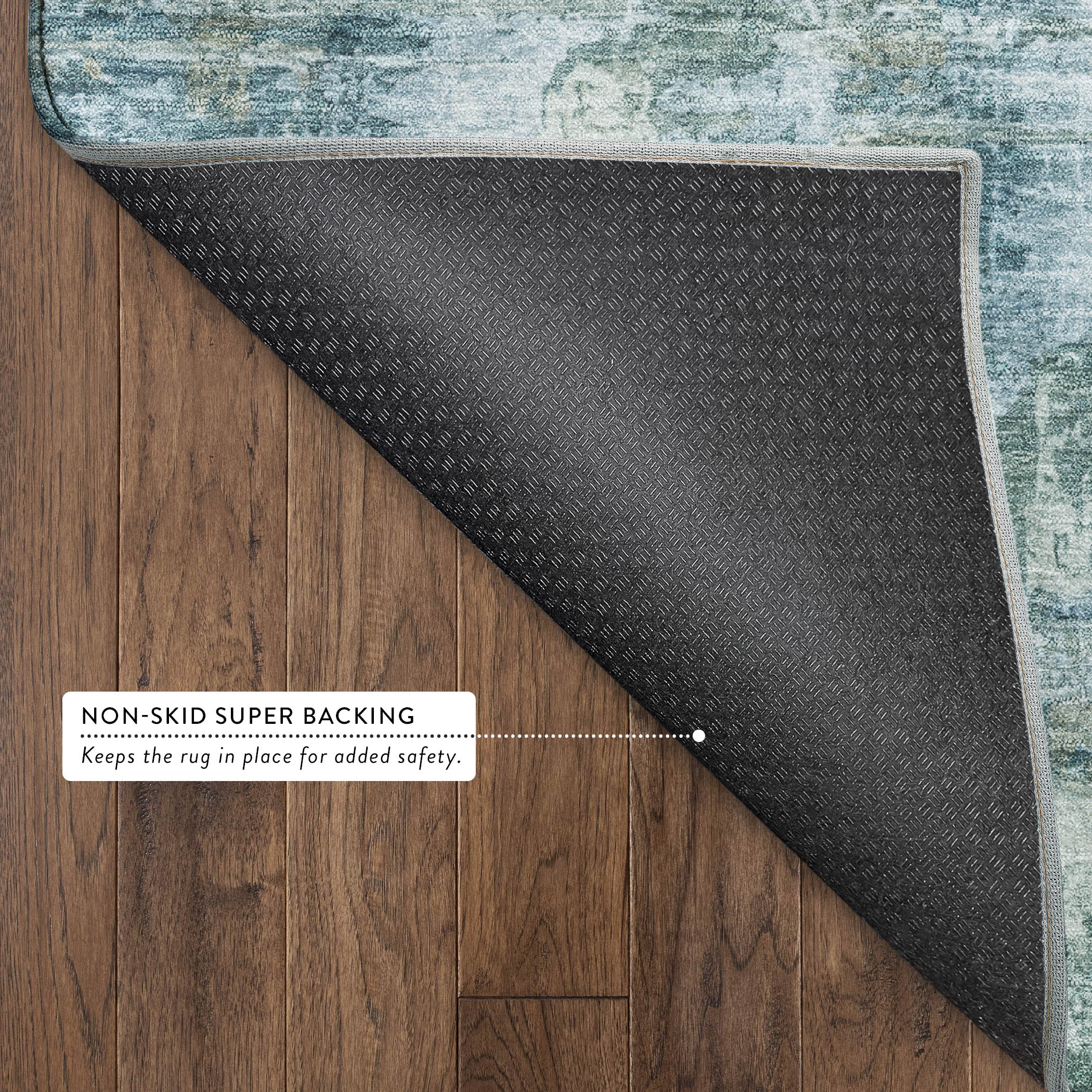 Seoul Machine Washable Transitional Teal Rug 1'8" x 2'6" #shape_Rectangle