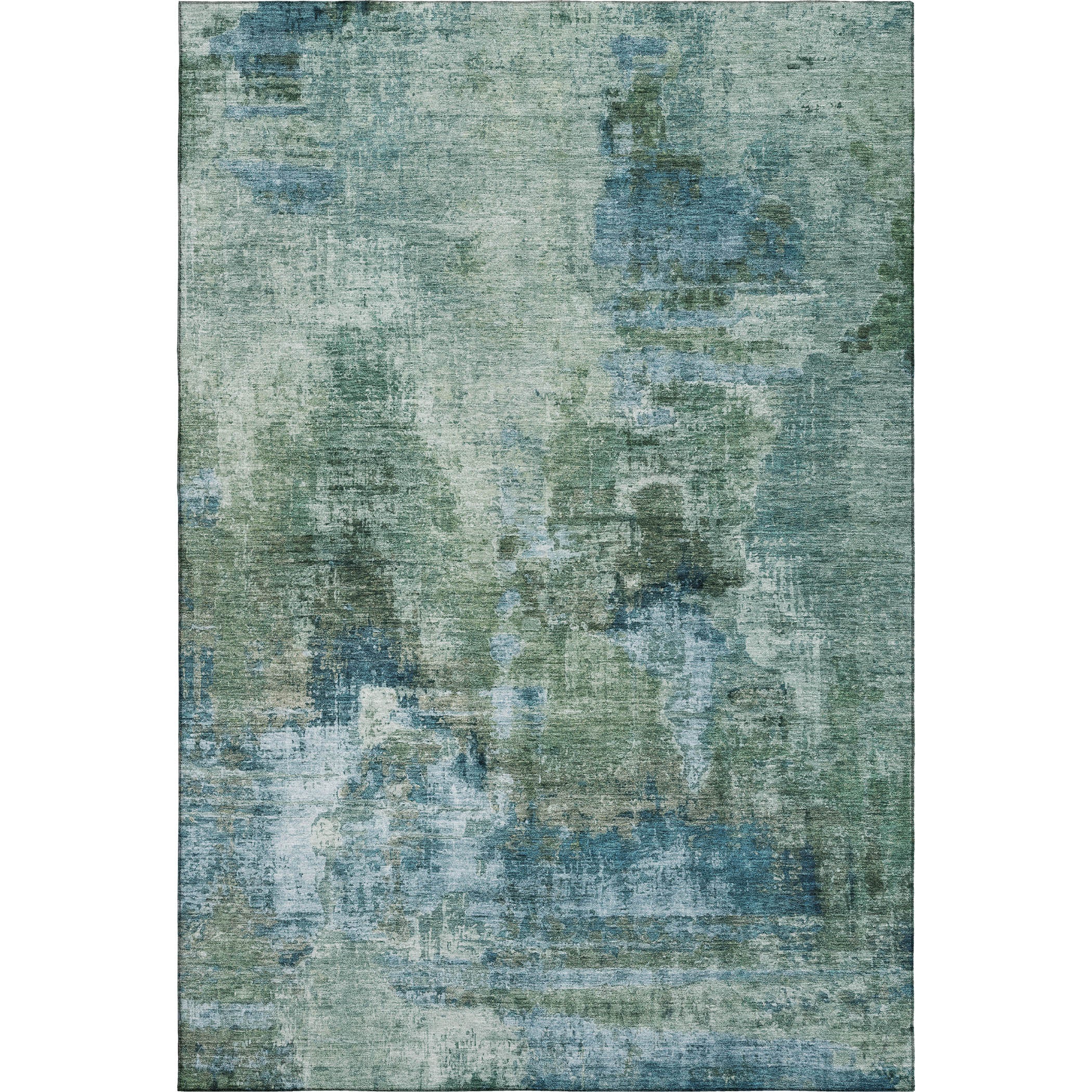 Seoul Machine Washable Transitional Teal Rug 3' x 5' #shape_Rectangle