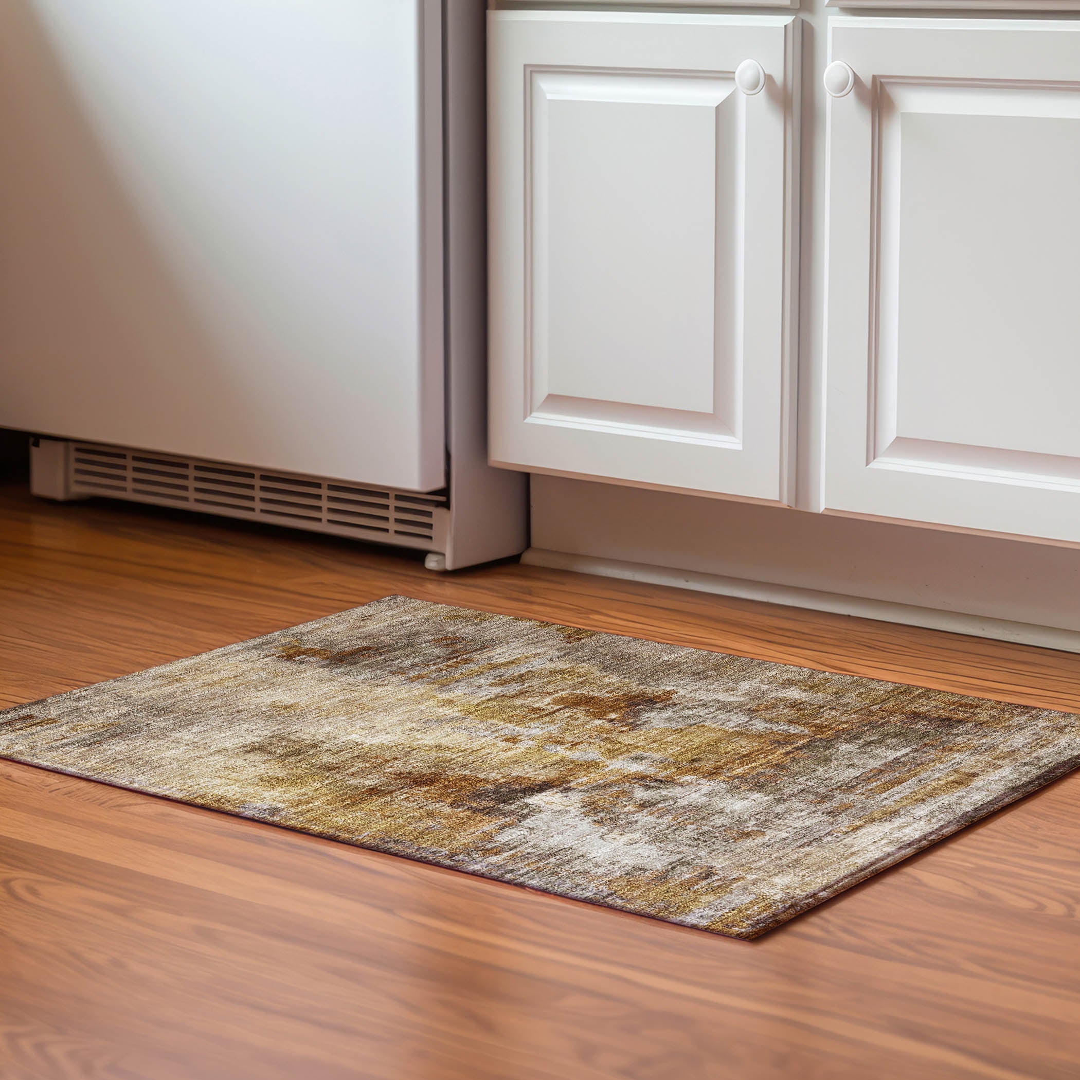 Seoul Machine Washable Transitional Walnut Gold Rug 1'8" x 2'6" #shape_Rectangle