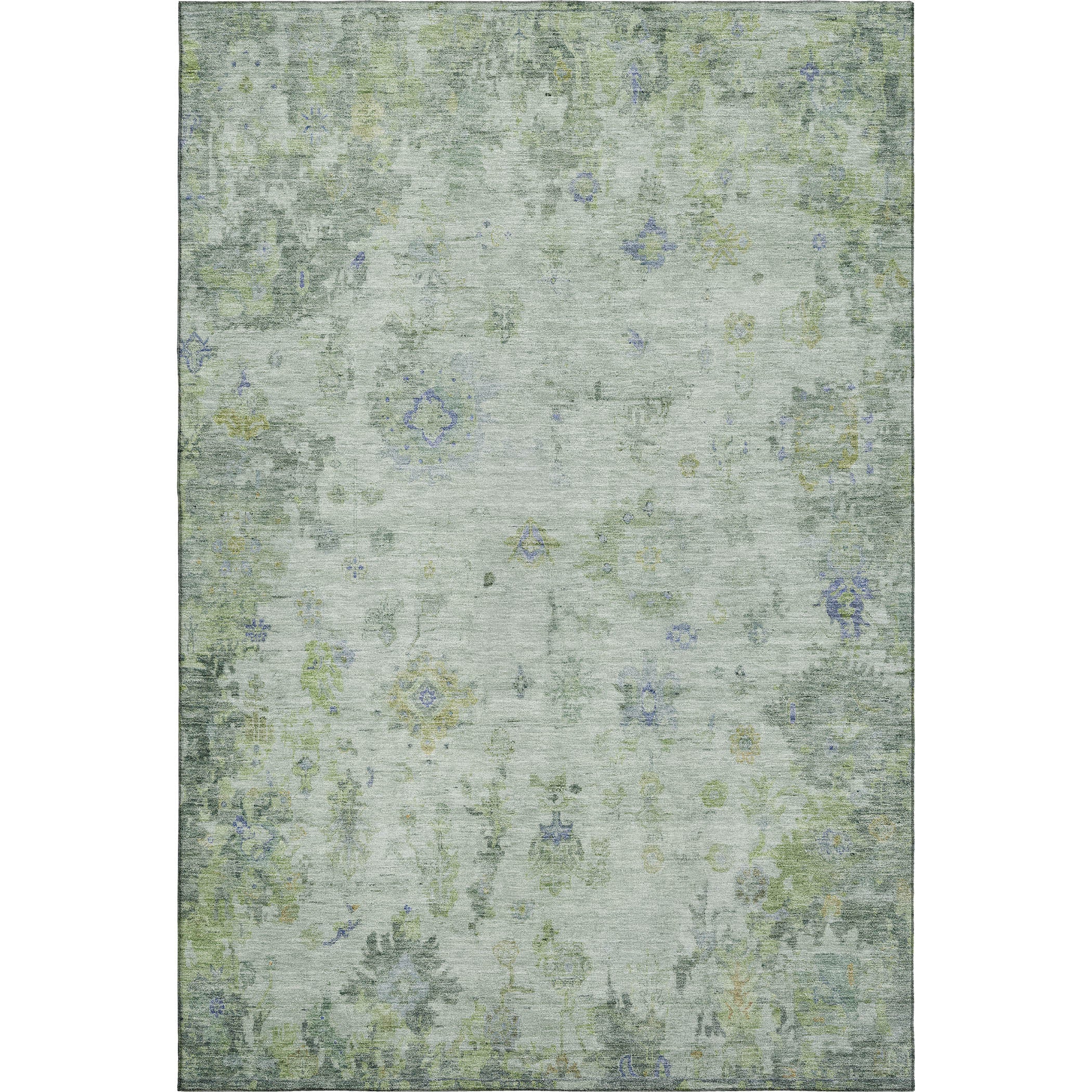 Sintra Machine Washable Traditional Aloe Green Rug 3' x 5' #shape_Rectangle