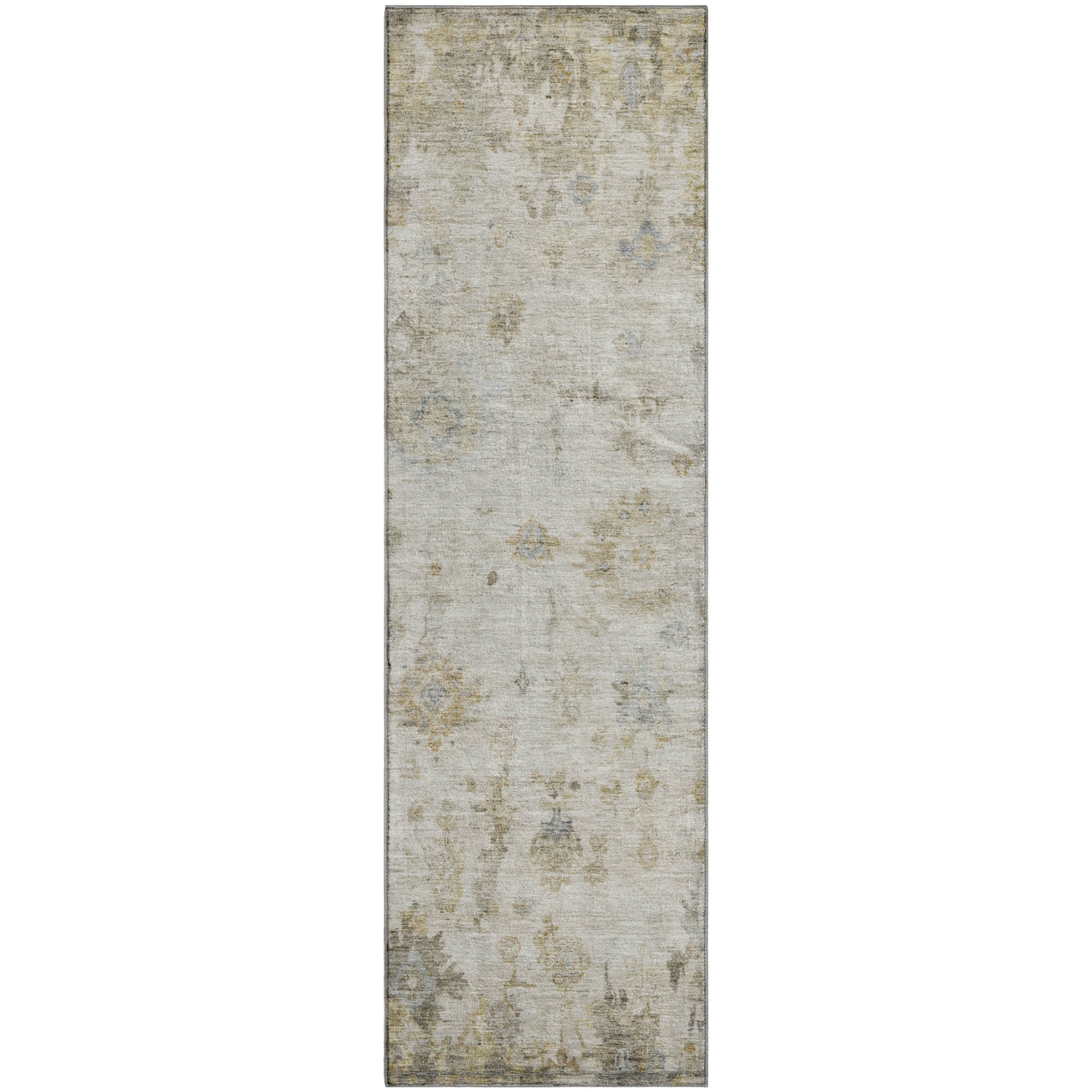 Sintra Machine Washable Traditional Taupe Brown Rug 2'3" x 7'6" #shape_Runner