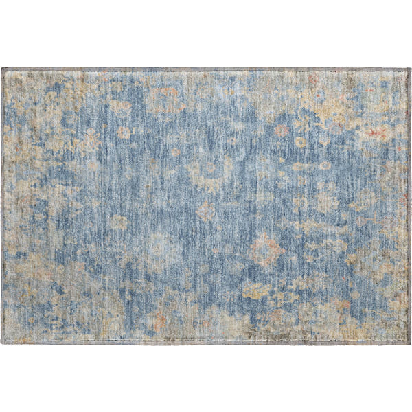 Colombo Machine Washable Traditional Blue Rug 1'8" x 2'6"