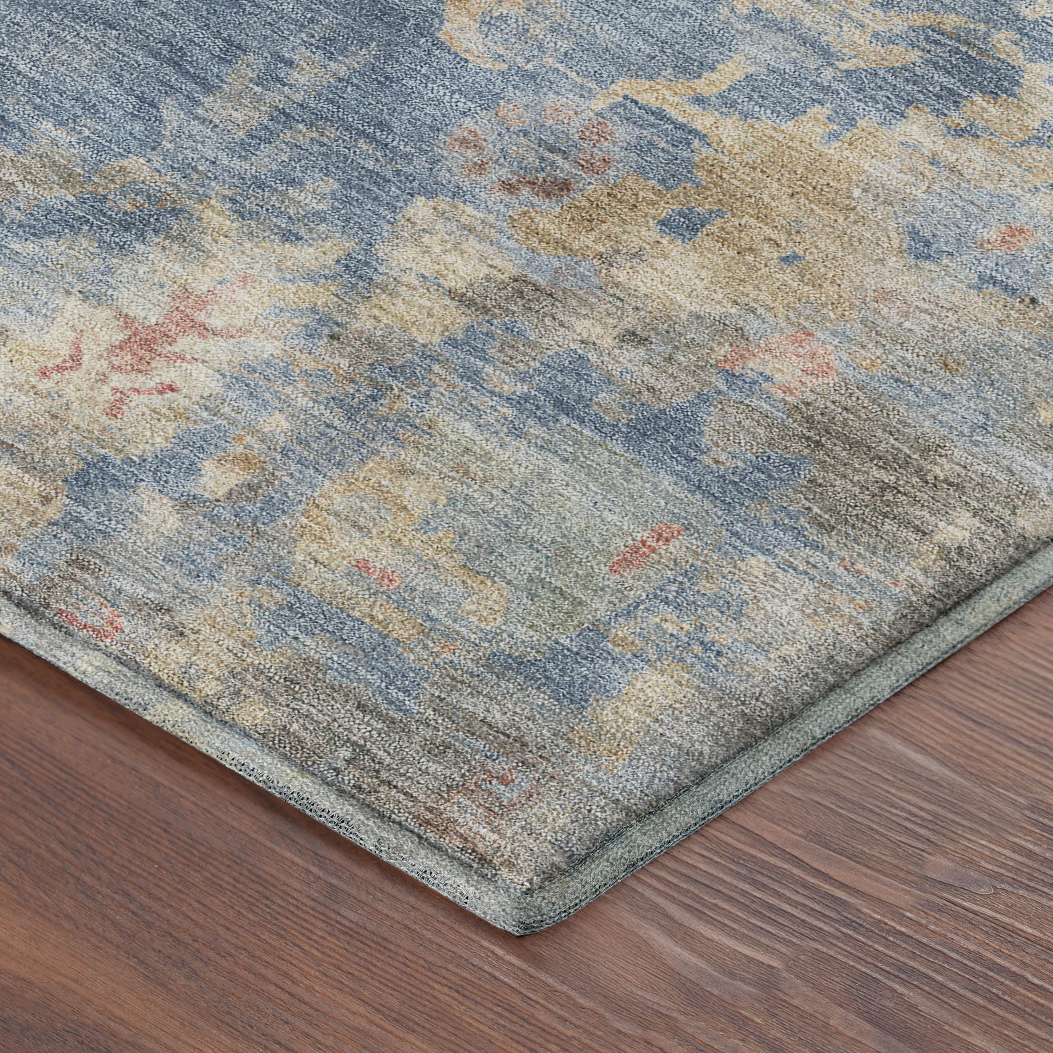 Colombo Machine Washable Traditional Blue Rug 1'8" x 2'6" #shape_Rectangle