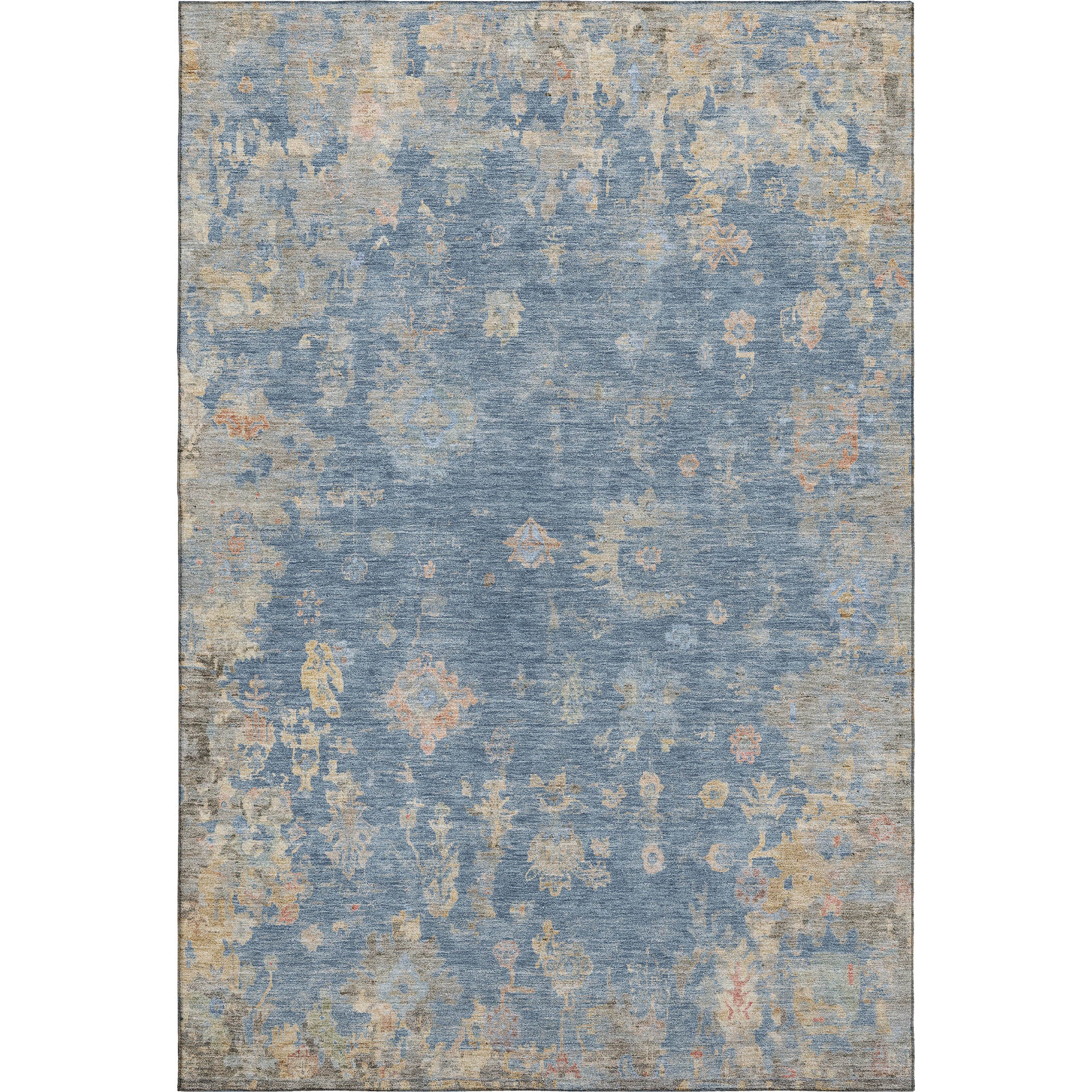 Colombo Machine Washable Traditional Blue Rug 3' x 5' #shape_Rectangle