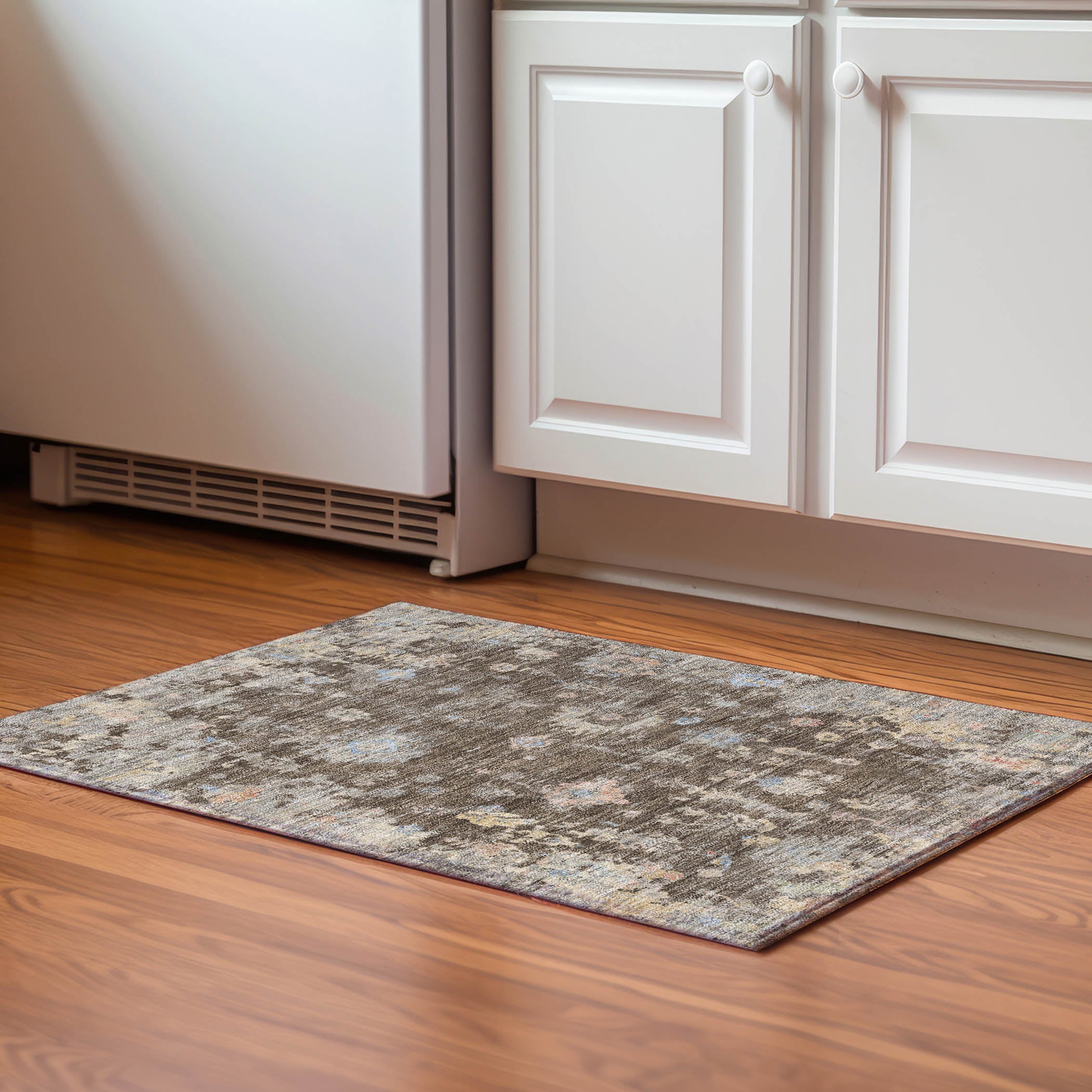 Colombo Machine Washable Traditional Chocolate Brown Rug 1'8" x 2'6" #shape_Rectangle