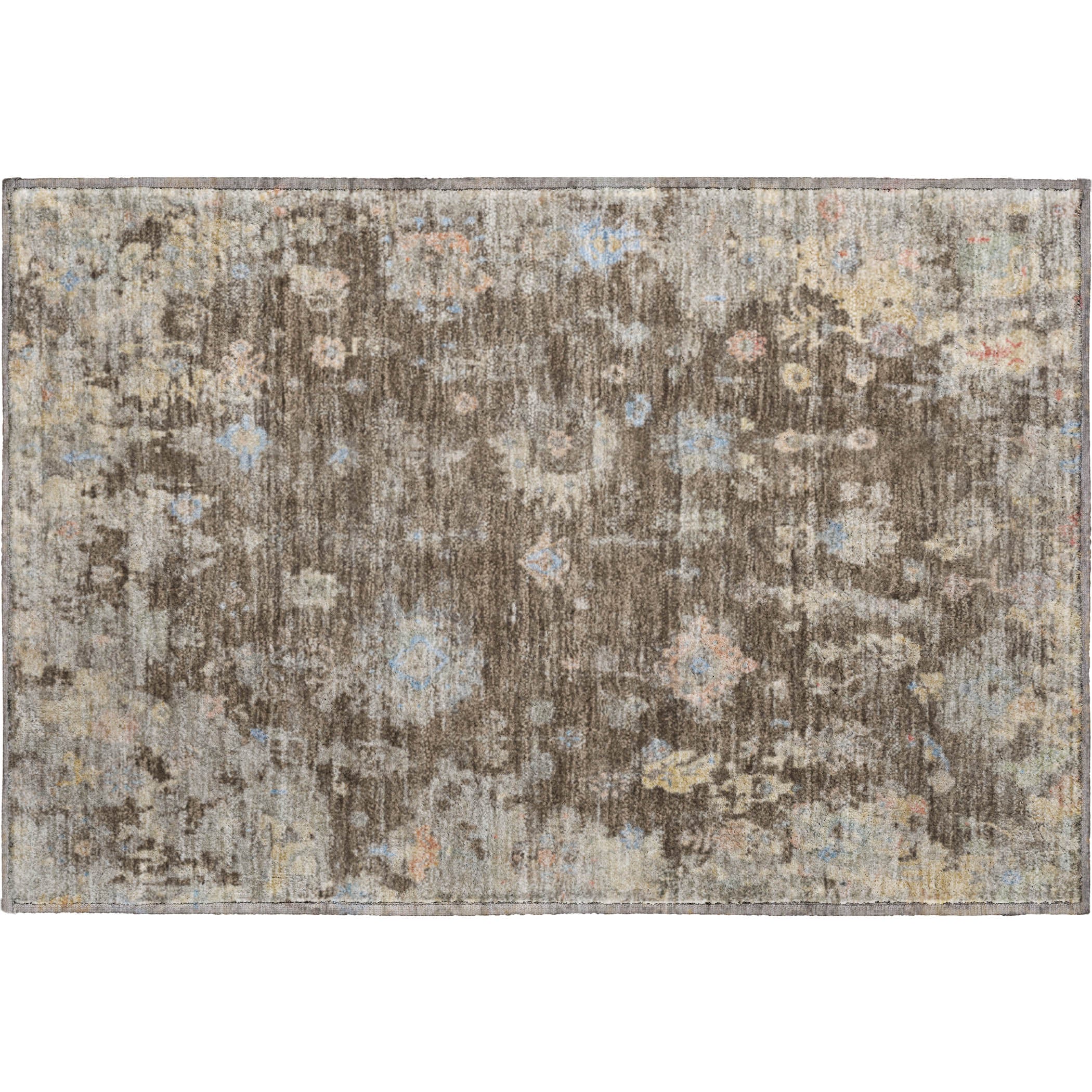 Colombo Machine Washable Traditional Chocolate Brown Rug 1'8" x 2'6" #shape_Rectangle