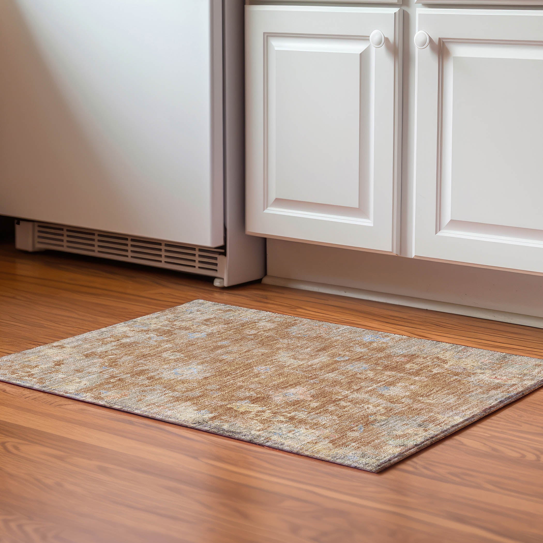 Colombo Machine Washable Traditional Copper Orange Rug 1'8" x 2'6" #shape_Rectangle