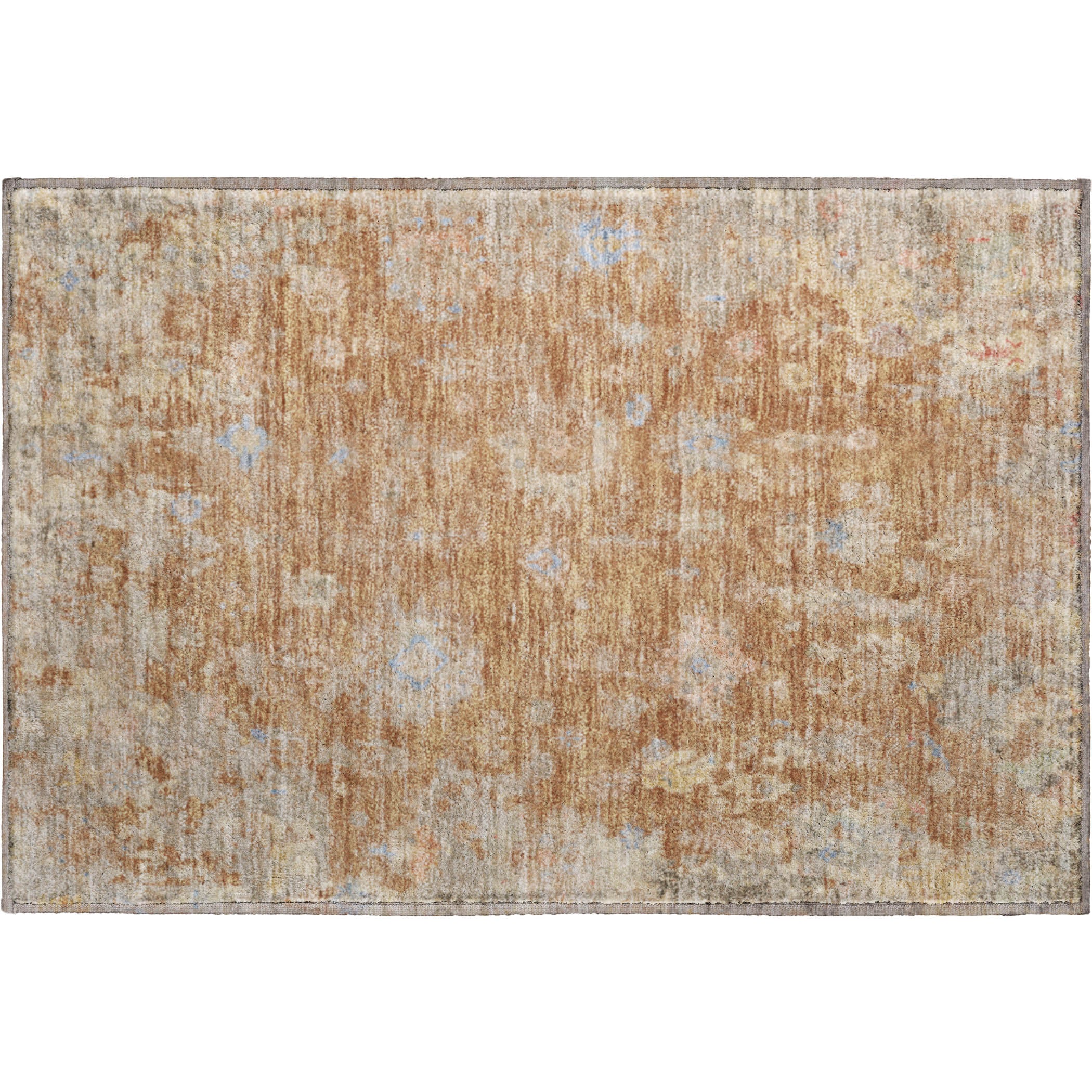 Colombo Machine Washable Traditional Copper Orange Rug 1'8" x 2'6" #shape_Rectangle