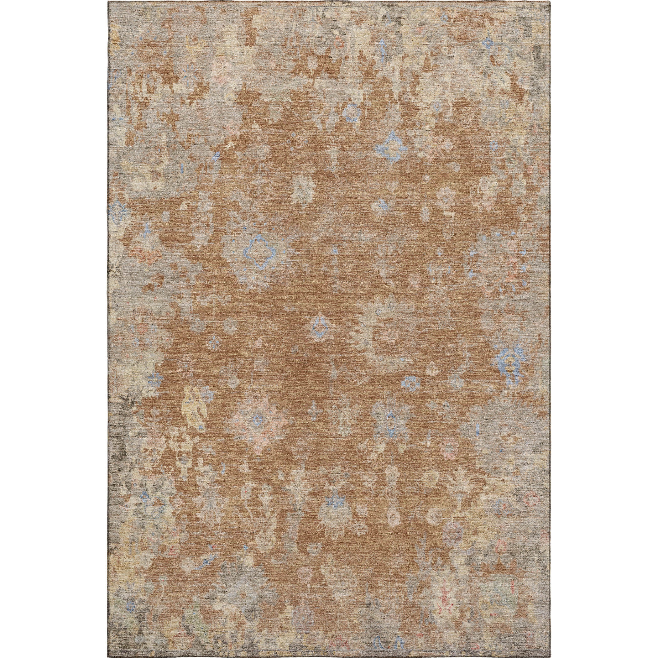 Colombo Machine Washable Traditional Copper Orange Rug 3' x 5' #shape_Rectangle