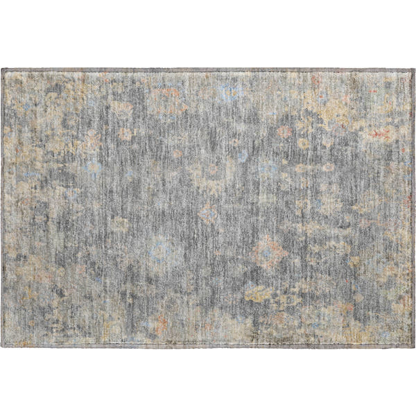 Colombo Machine Washable Traditional Gray Rug 1'8" x 2'6"